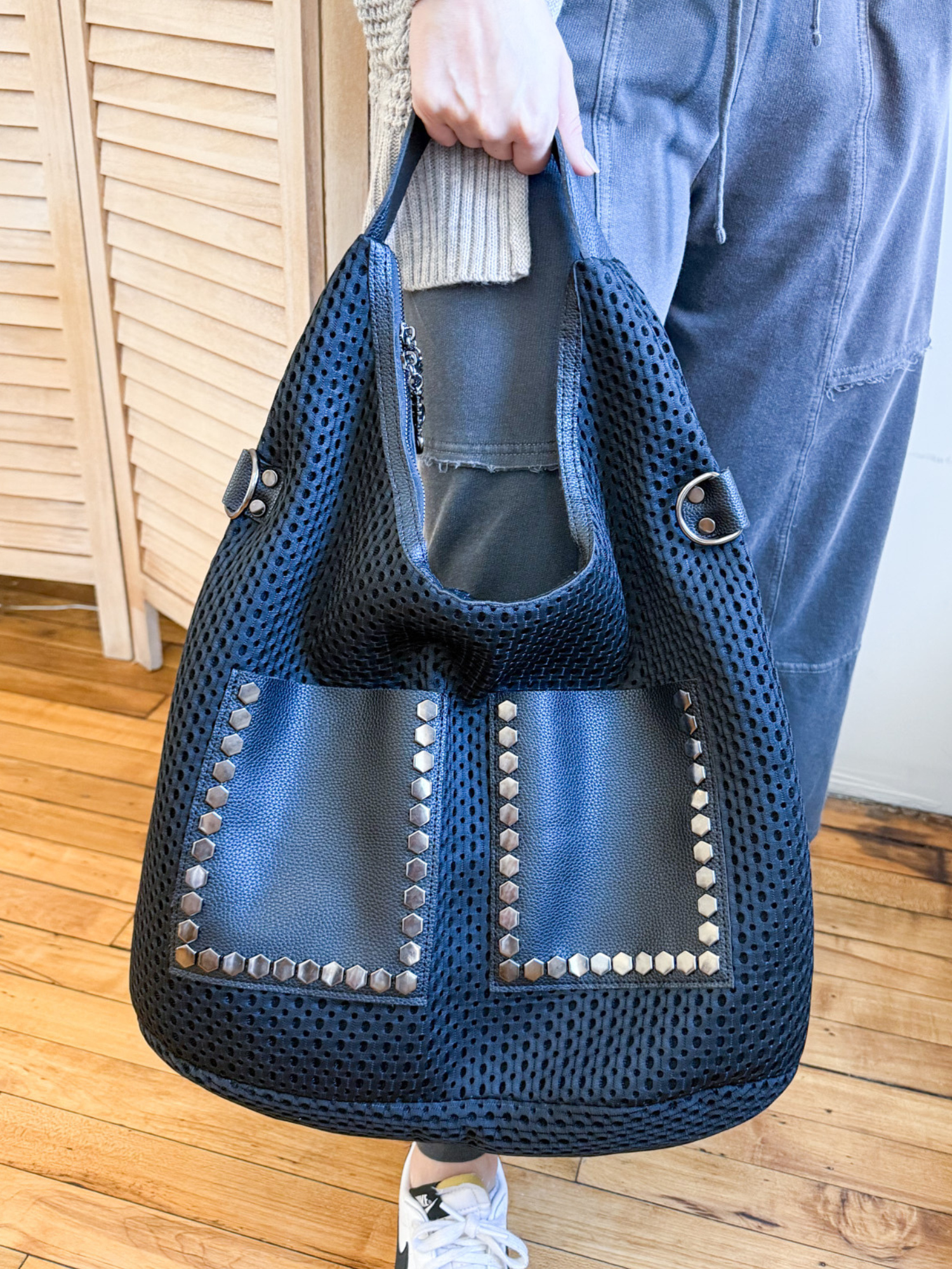 Studded Mesh Tote Bag - The Collective Rose