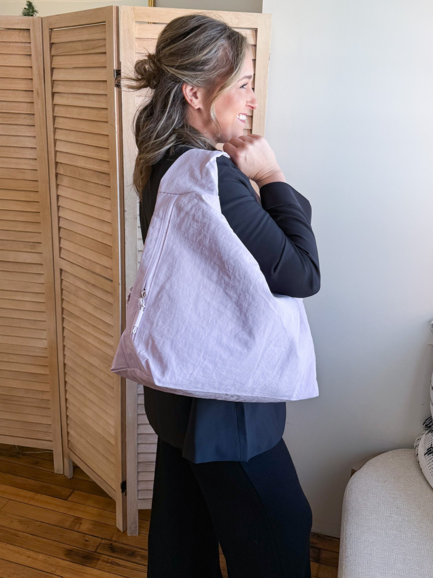 Draped Slouchy Shoulder Bag - Lavender - The Collective Rose