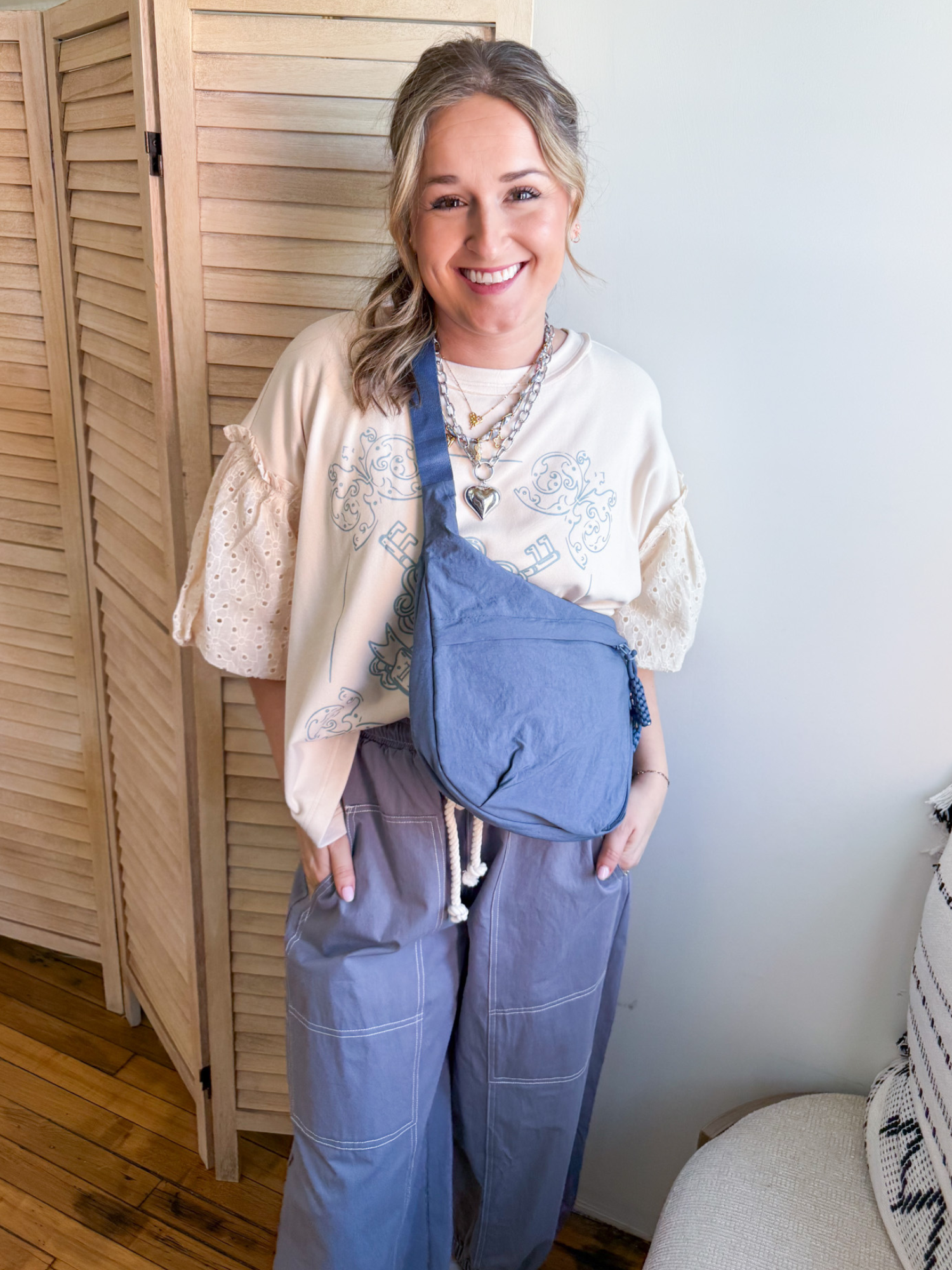 Crescent Crossbody Bag - Dusty Blue - The Collective Rose