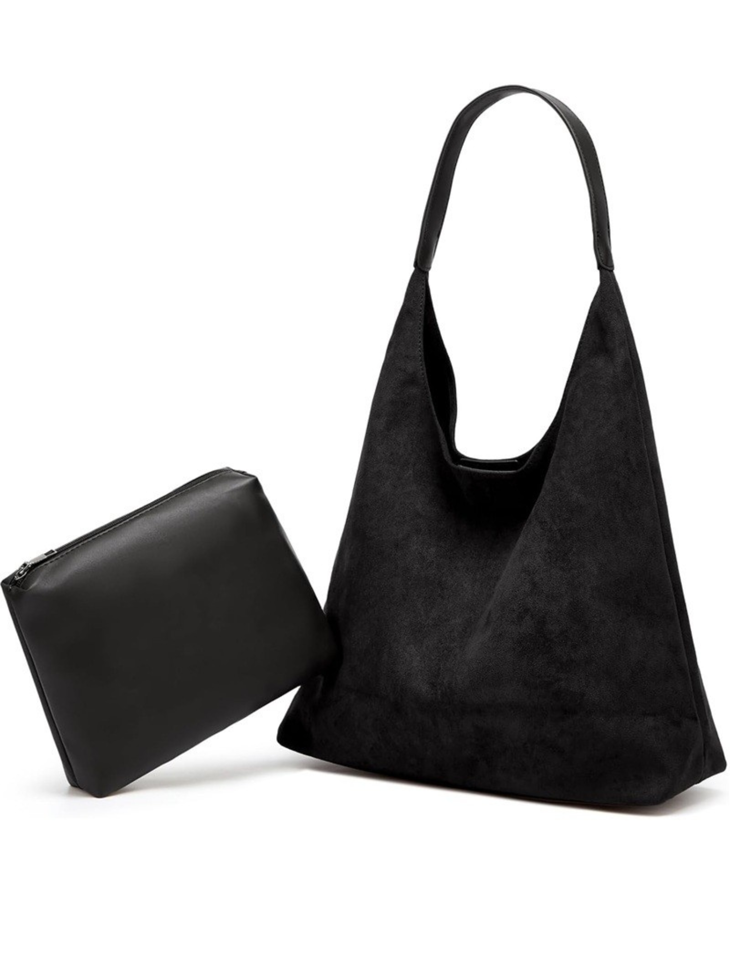 Suede Hobo Tote Bag - Black - The Collective Rose