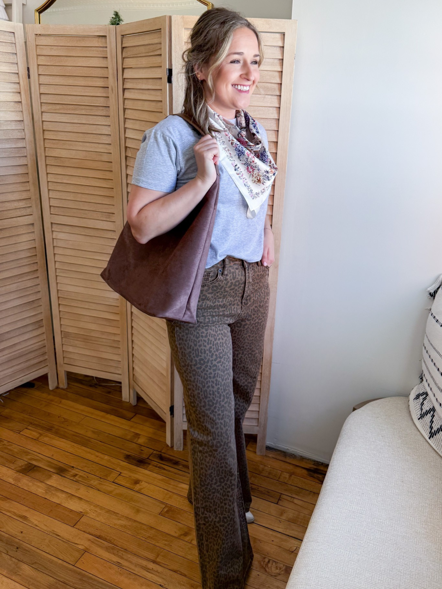 Super High Wide Leg Leopard Jeans - The Collective Rose