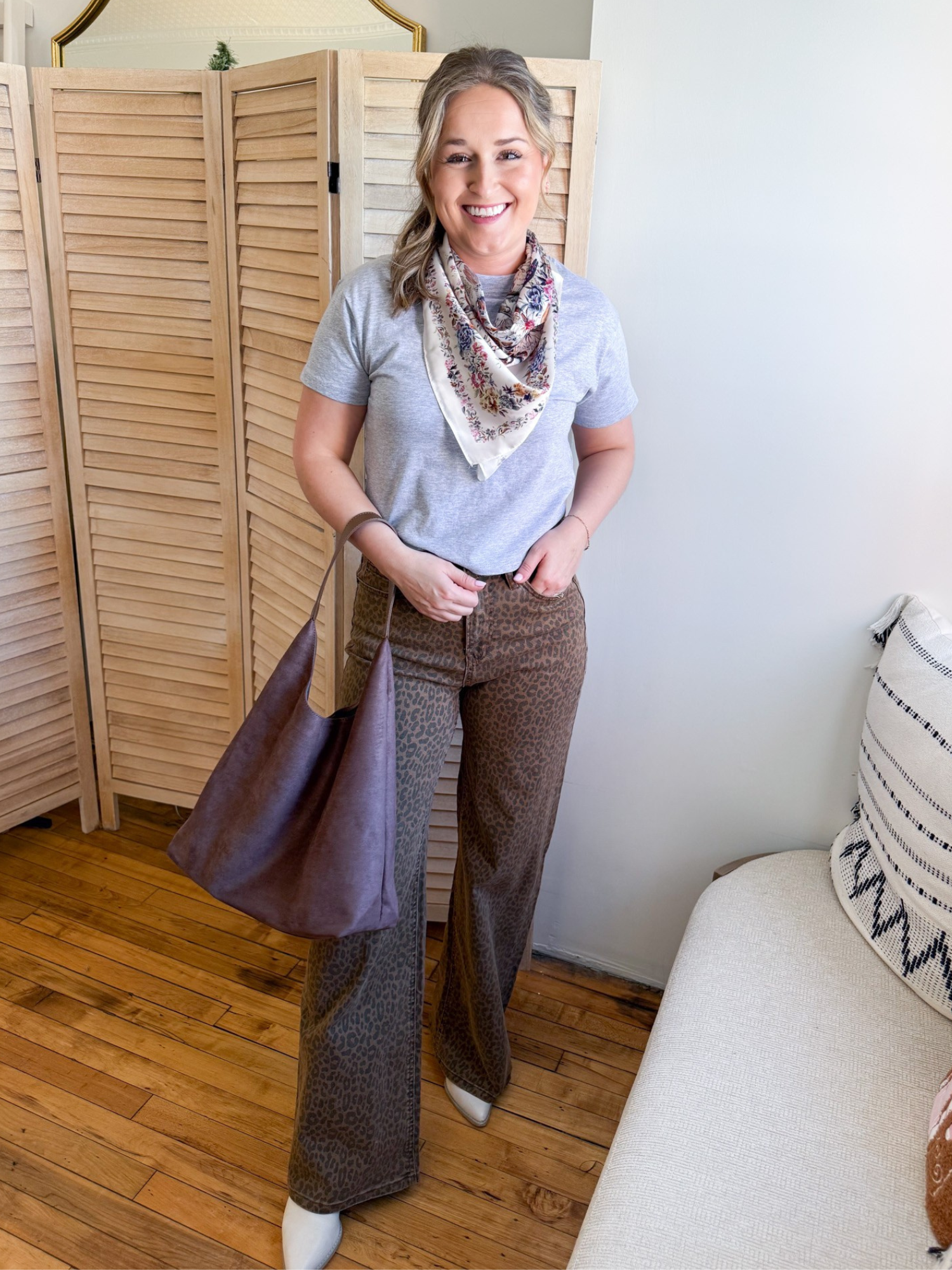 Super High Wide Leg Leopard Jeans - The Collective Rose
