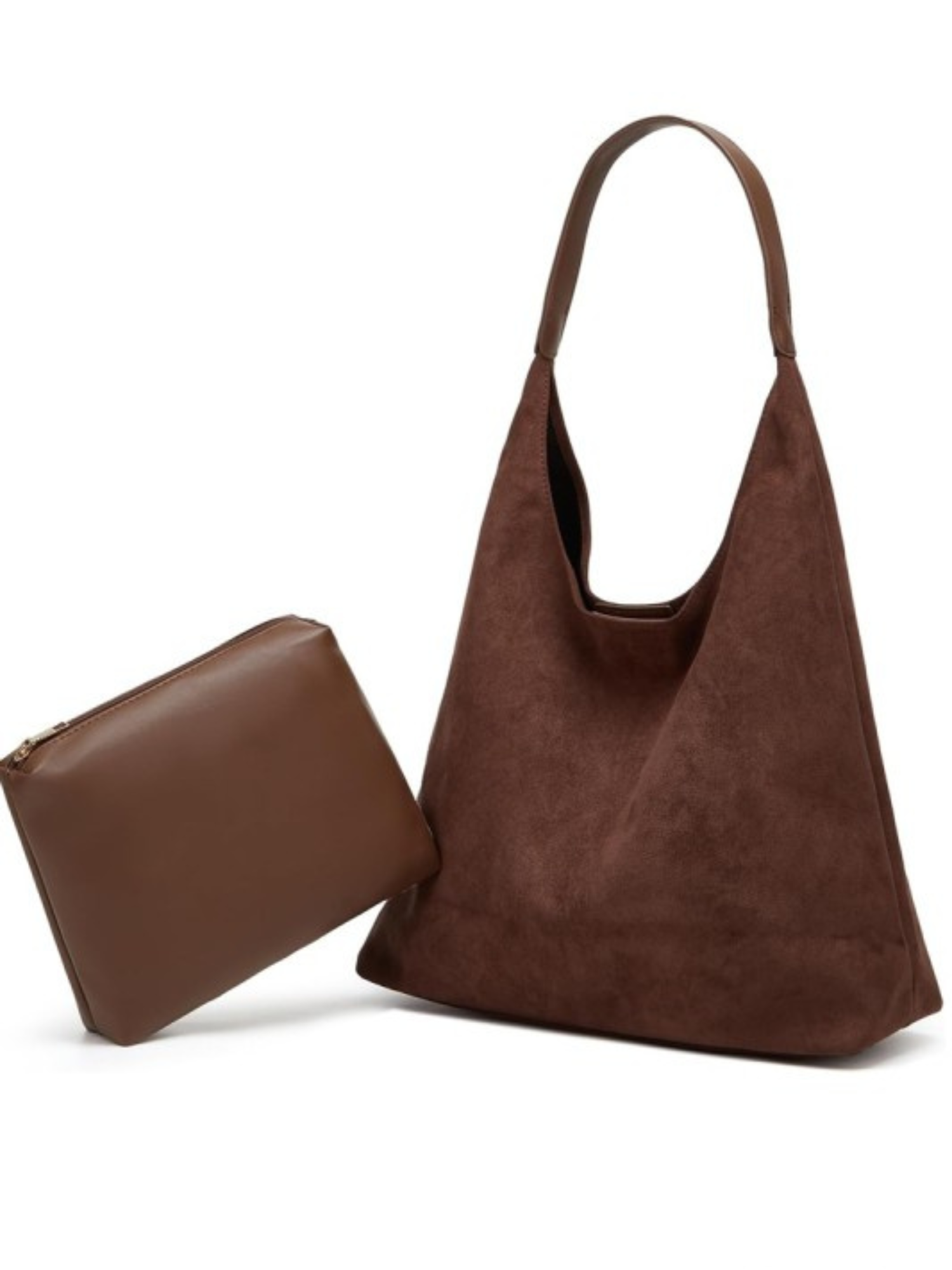 Suede Hobo Tote Bag - Brown - The Collective Rose