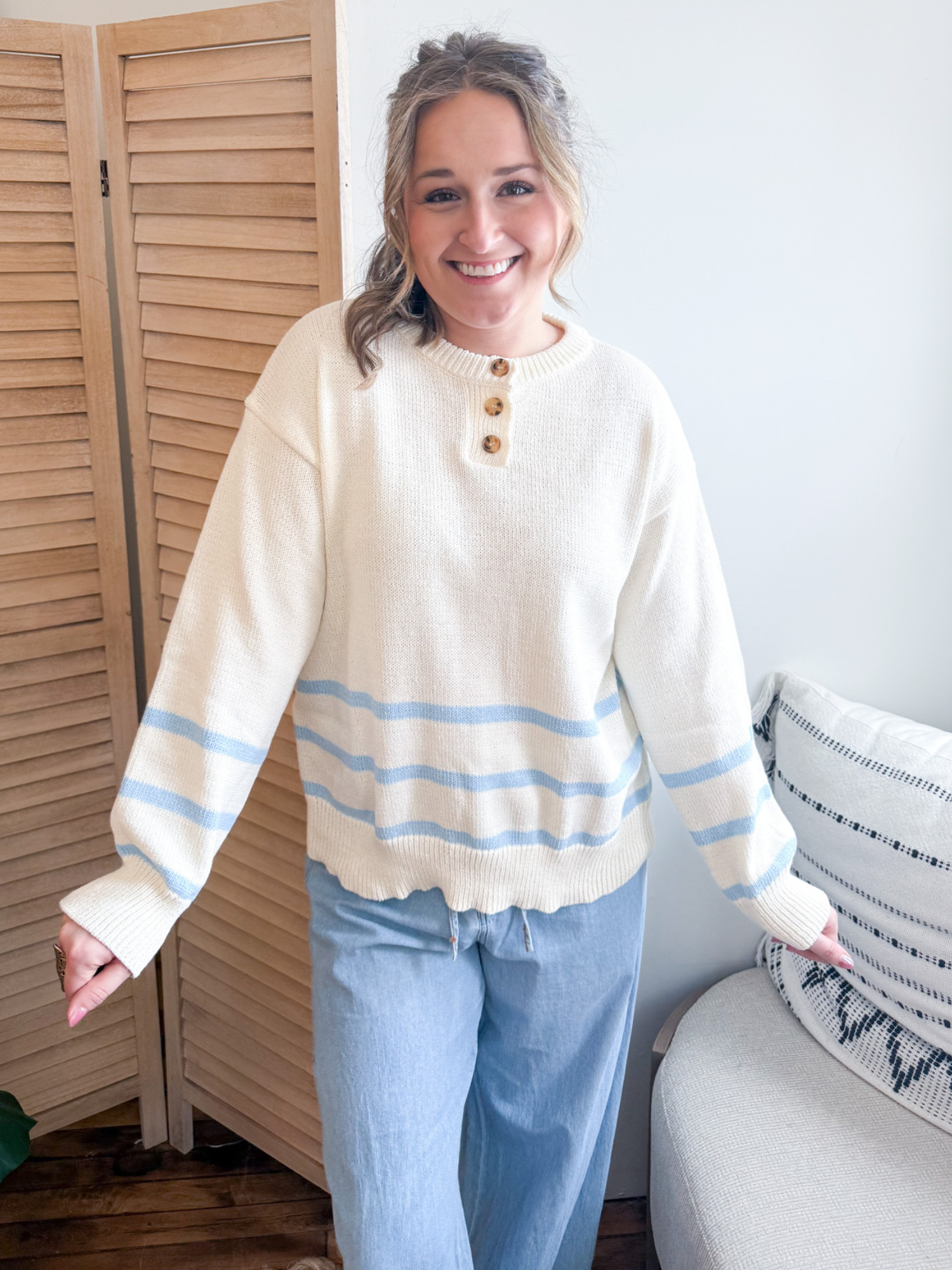 Mabel Button Up Striped Sweater