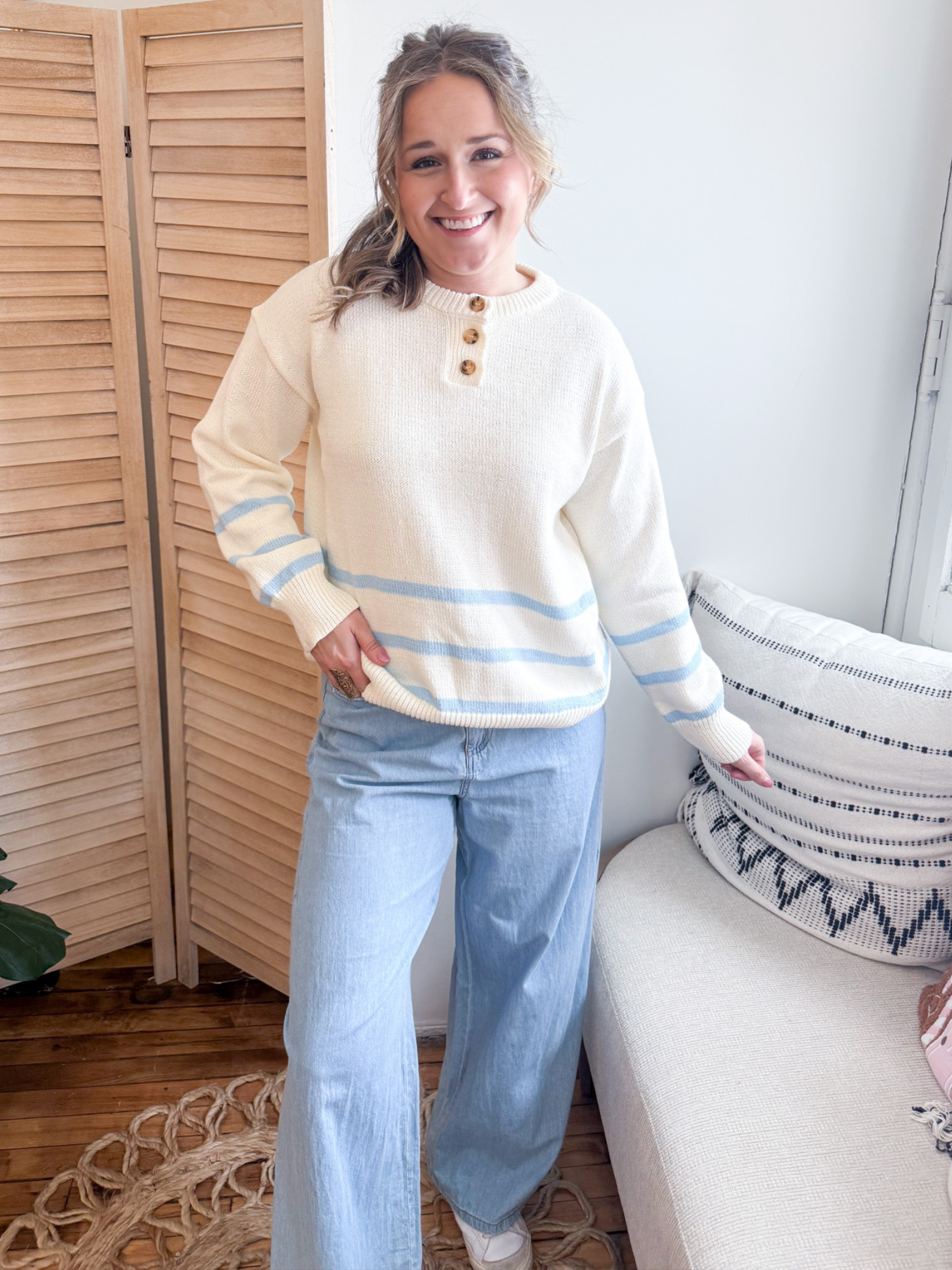 Mabel Button Up Striped Sweater