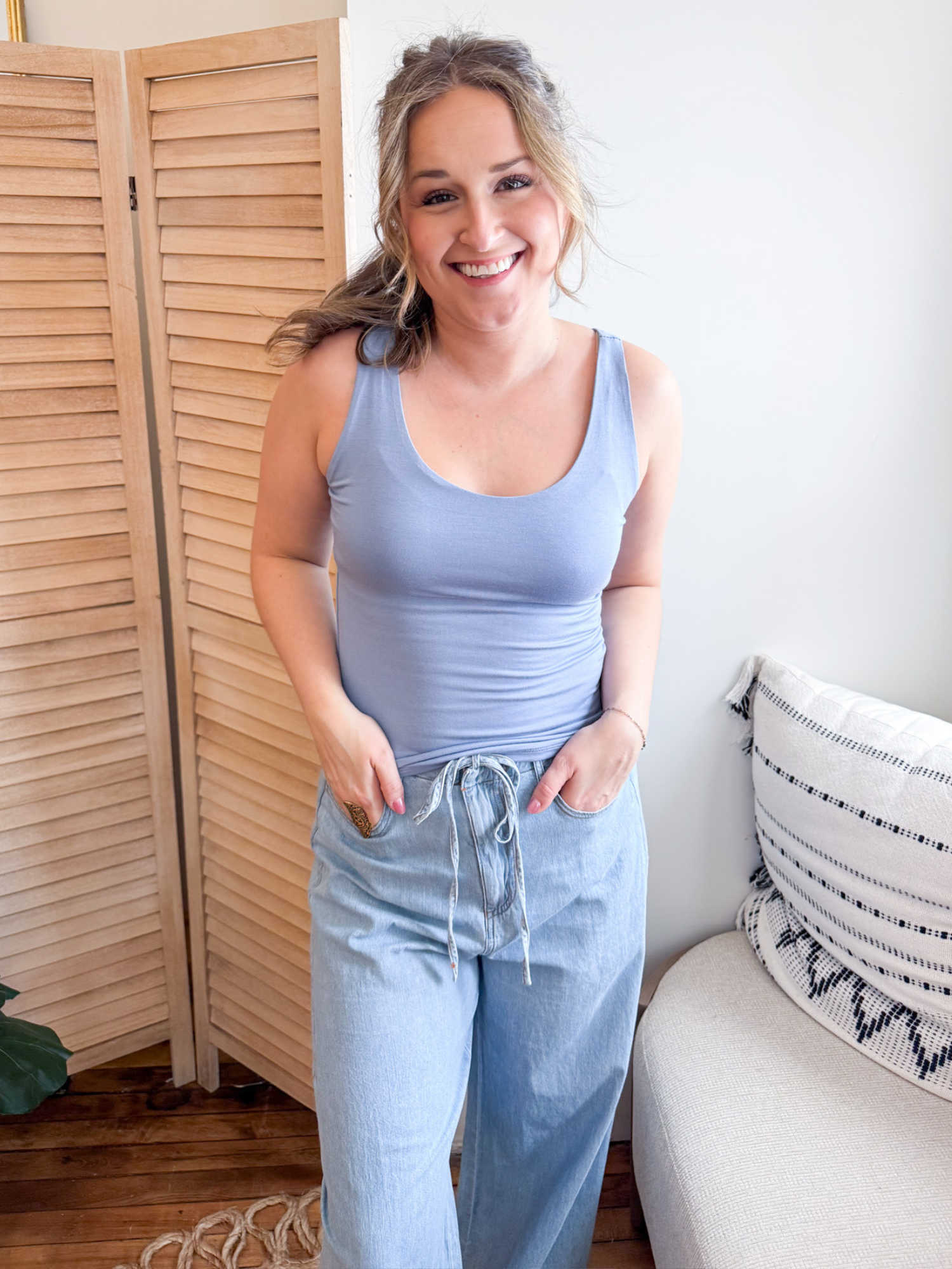 Scoop Neck Everyday Tank - Denim Blue - The Collective Rose