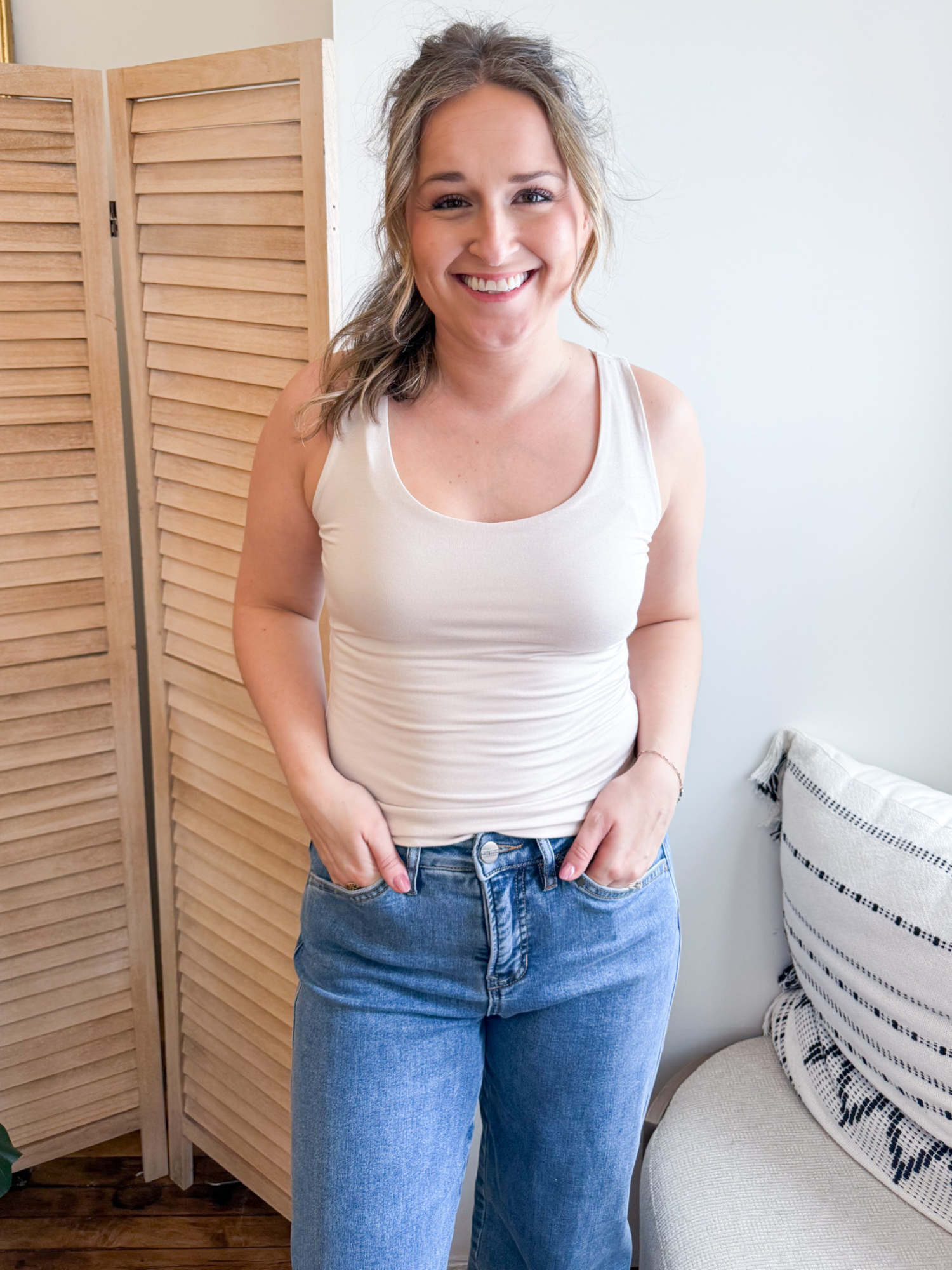 Scoop Neck Everyday Tank - Ecru - The Collective Rose