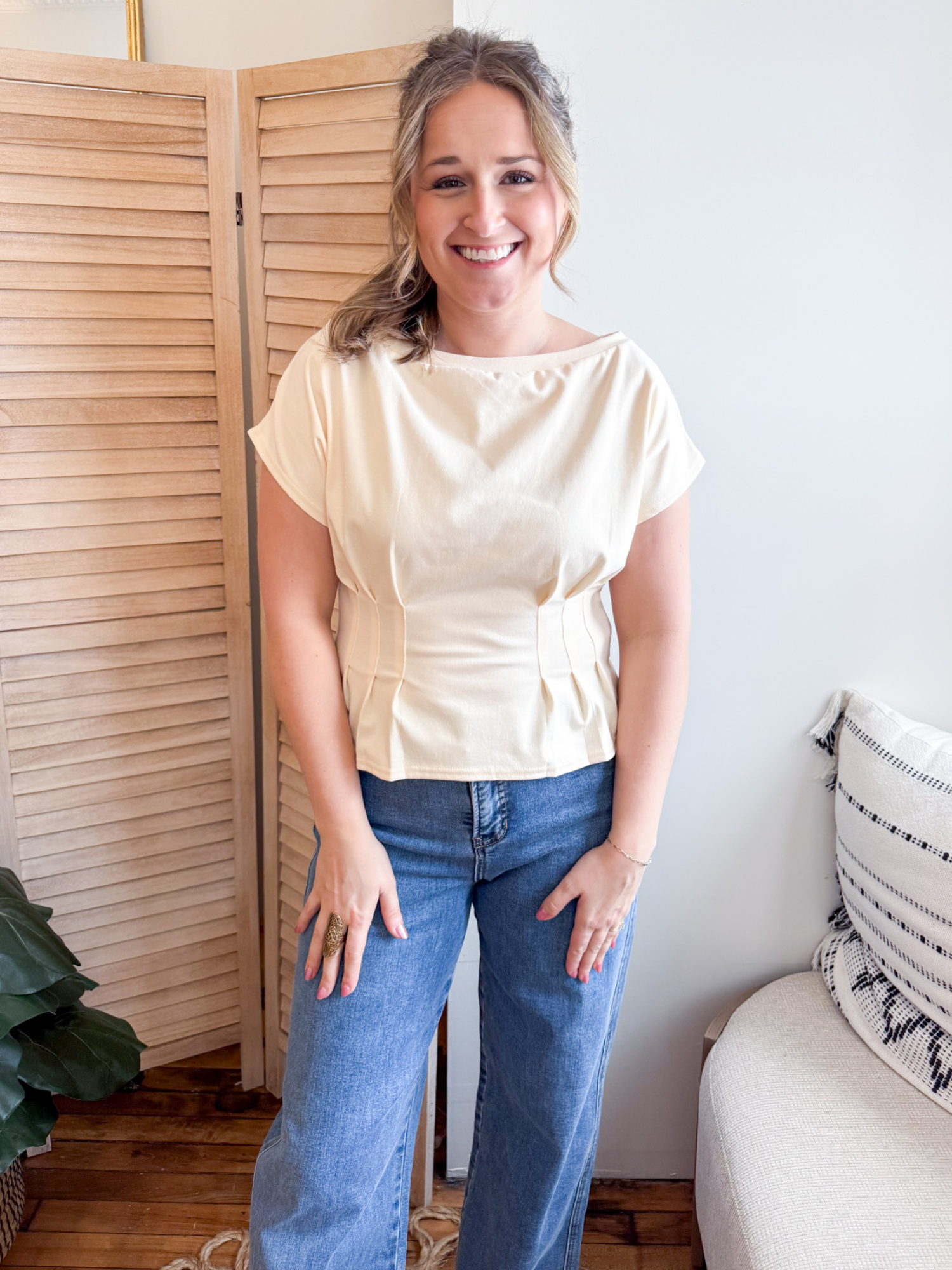 Madeline Pleated Waist Top - The Collective Rose