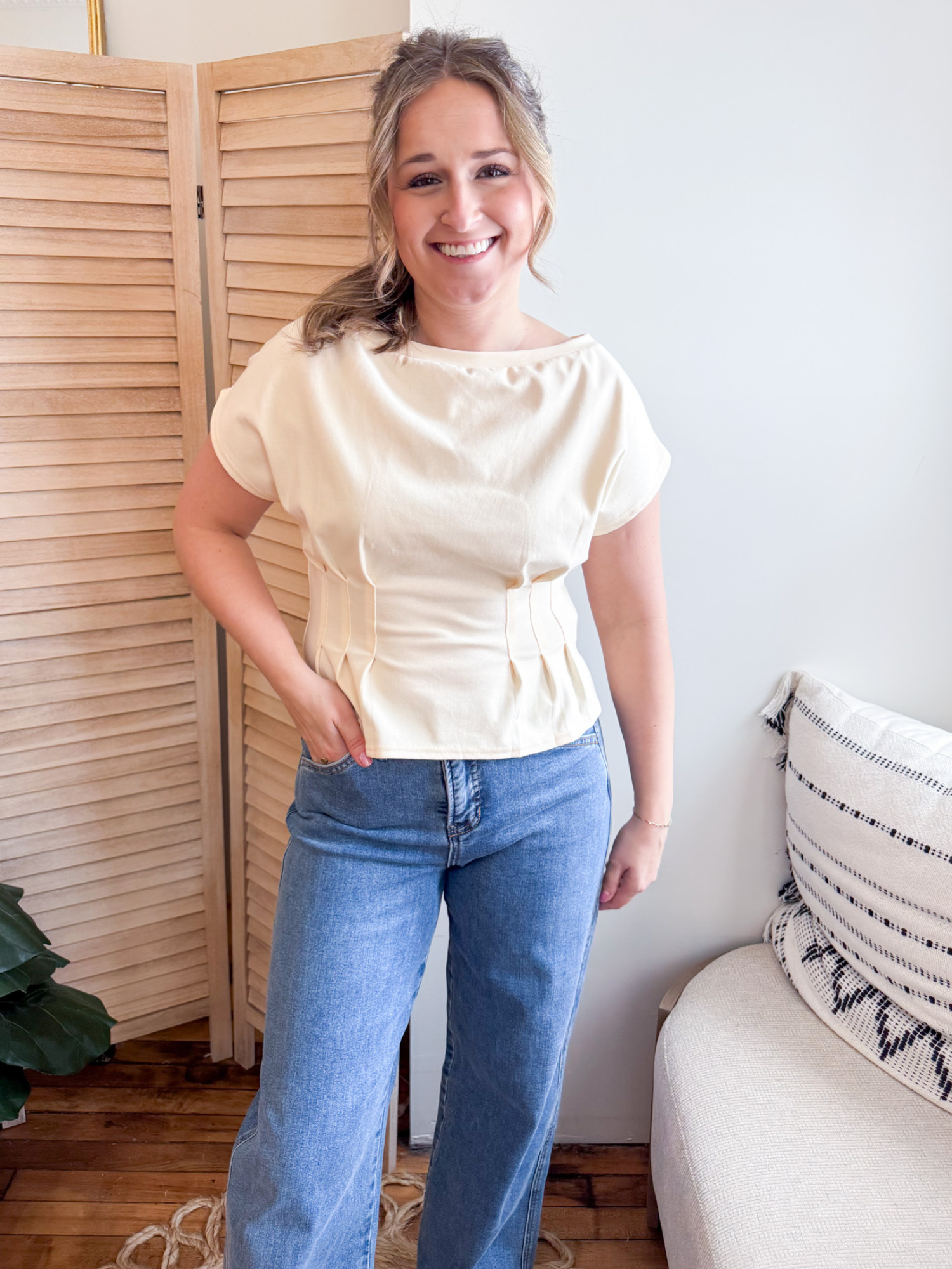 Madeline Pleated Waist Top - The Collective Rose