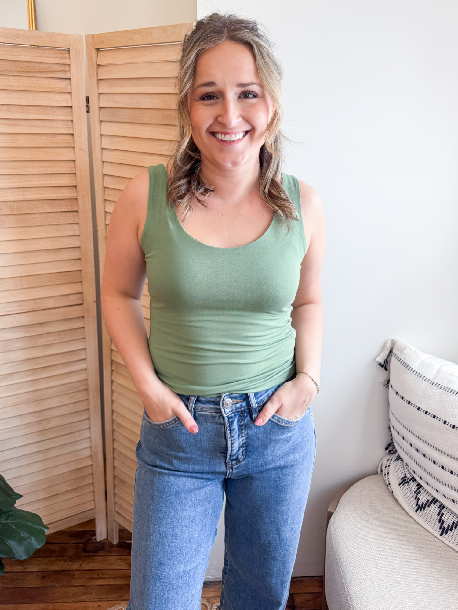 Scoop Neck Everyday Tank - Aloe - The Collective Rose