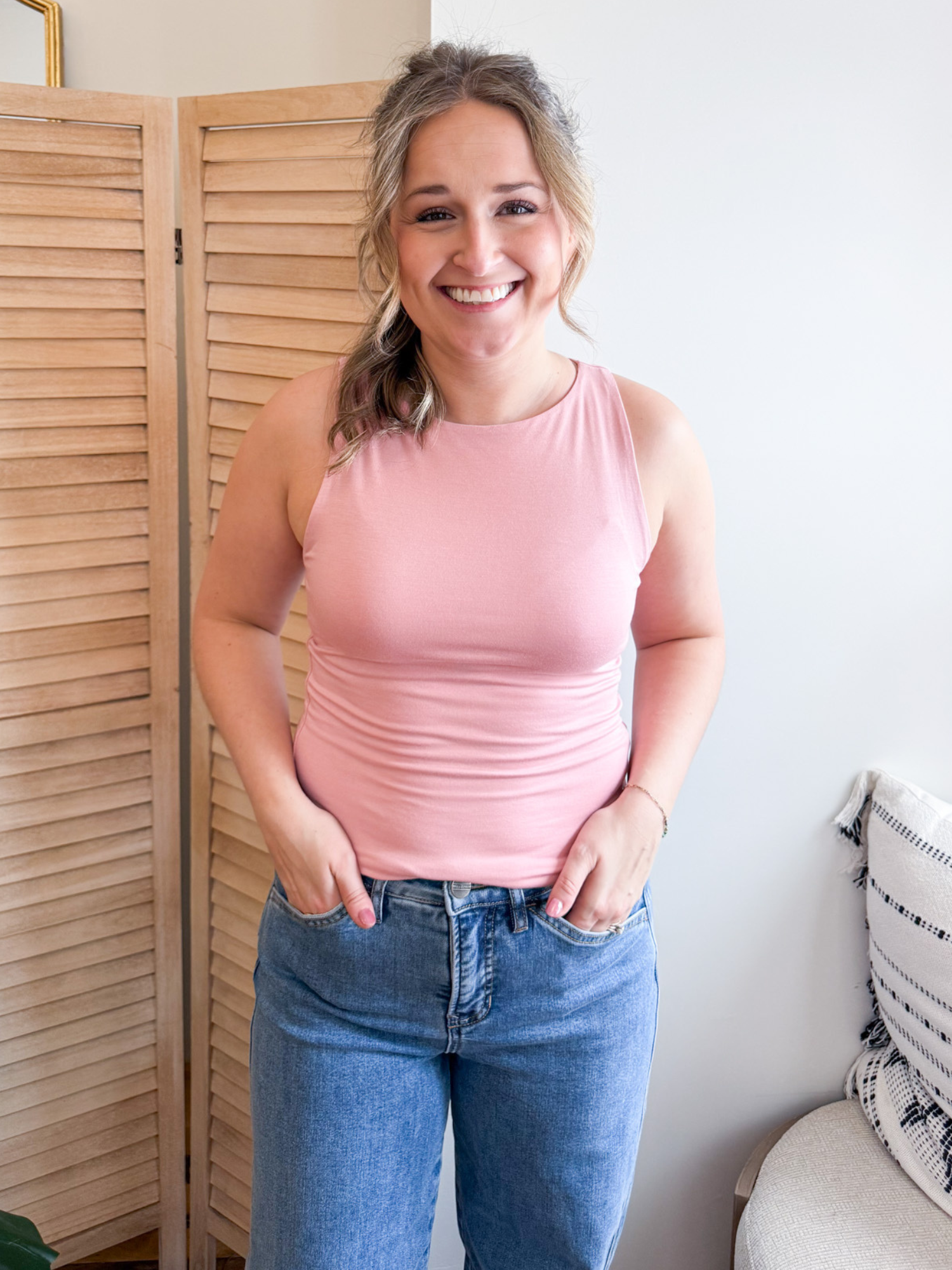 Boat Neck Everyday Tank - Dusty Pink - The Collective Rose