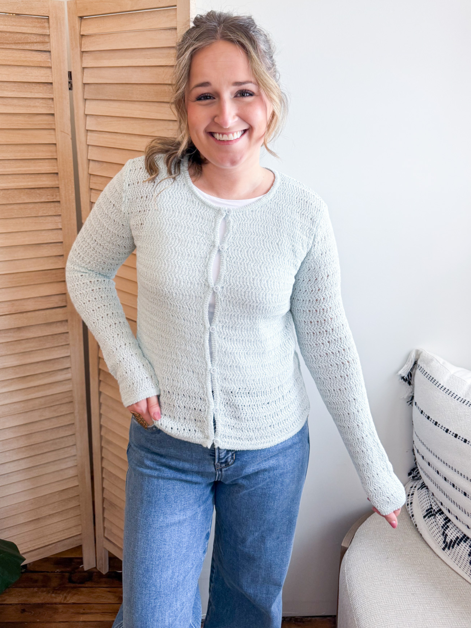 Maisie Pointelle Cardigan - The Collective Rose