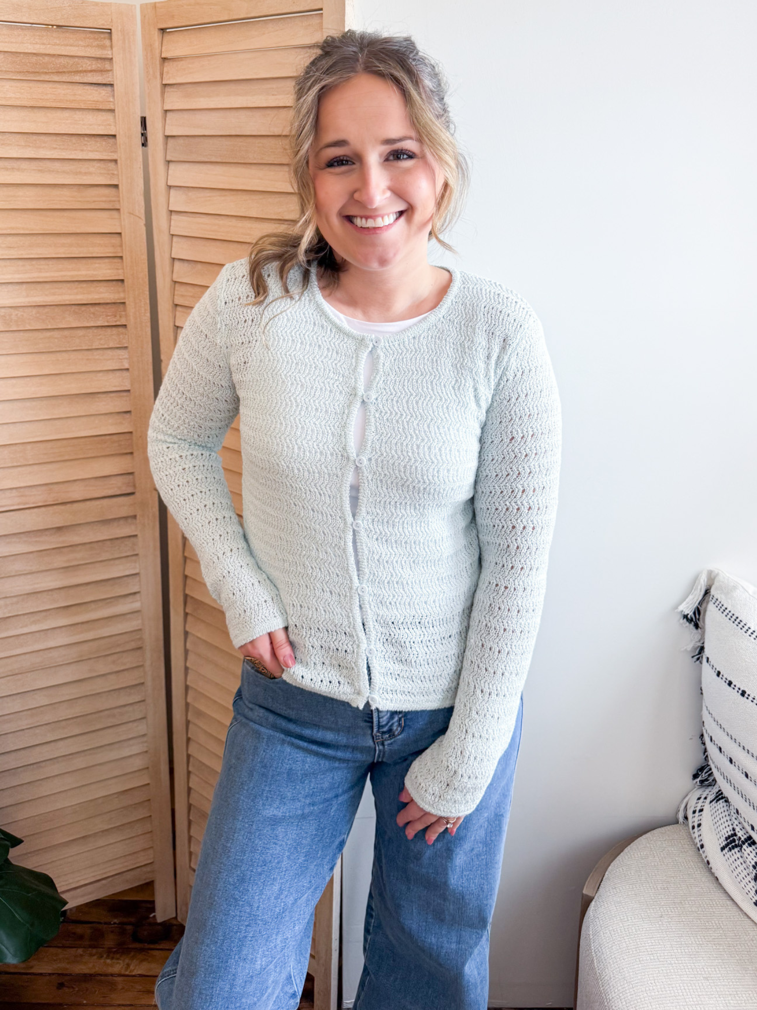 Maisie Pointelle Cardigan - The Collective Rose