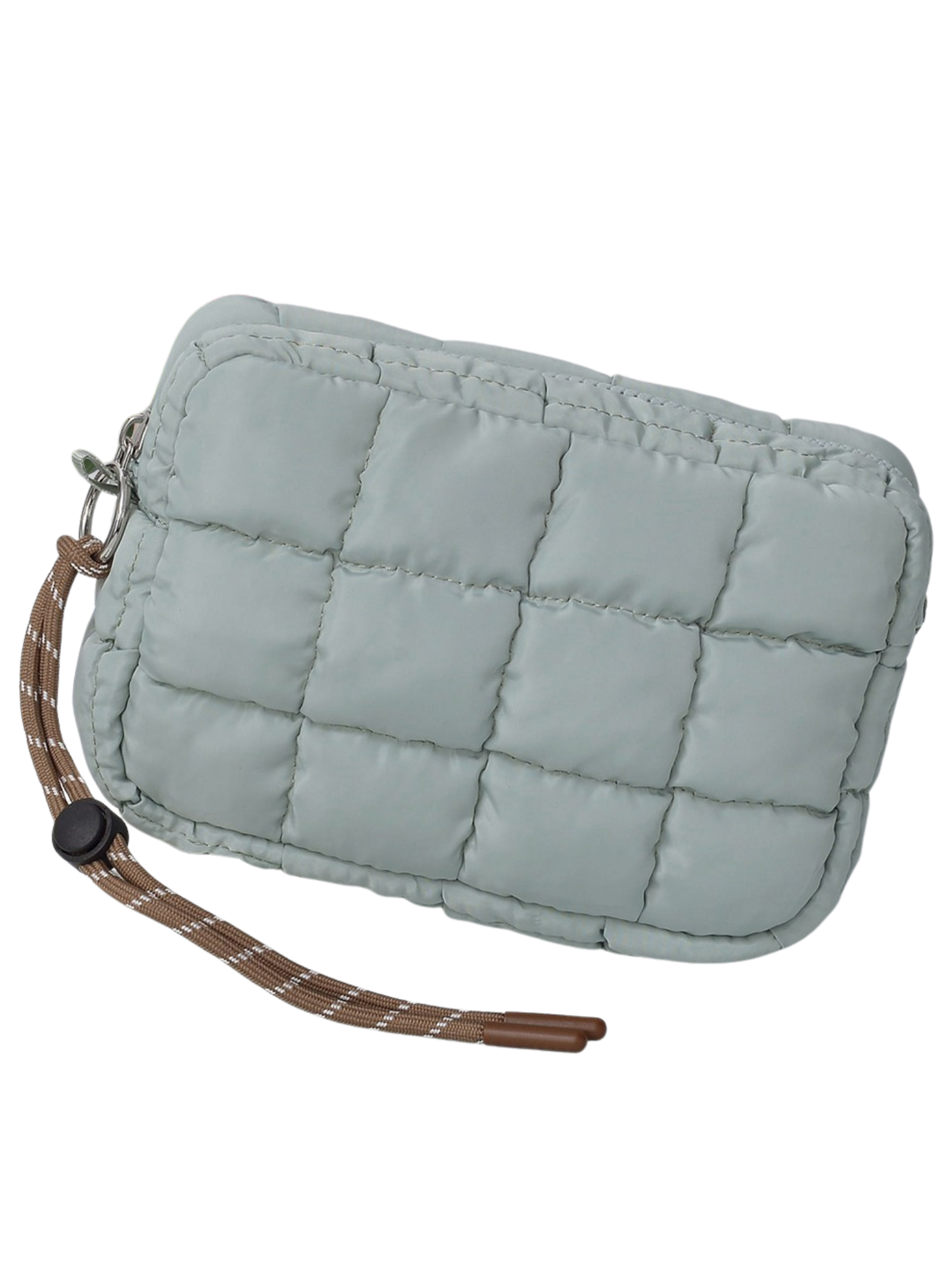 Nylon Quilted Puffer Pouch - Sage - The Collective Rose