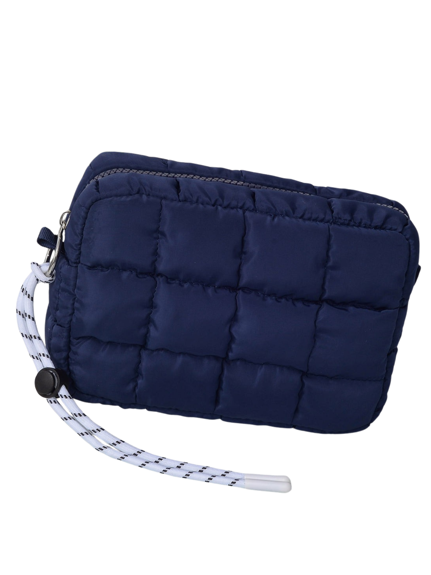 Nylon Quilted Puffer Pouch - Navy - The Collective Rose