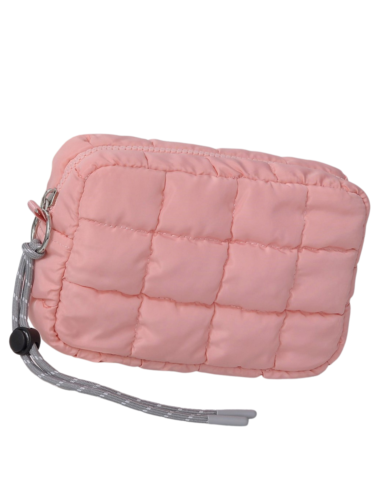 Nylon Quilted Puffer Pouch - Light Pink - The Collective Rose