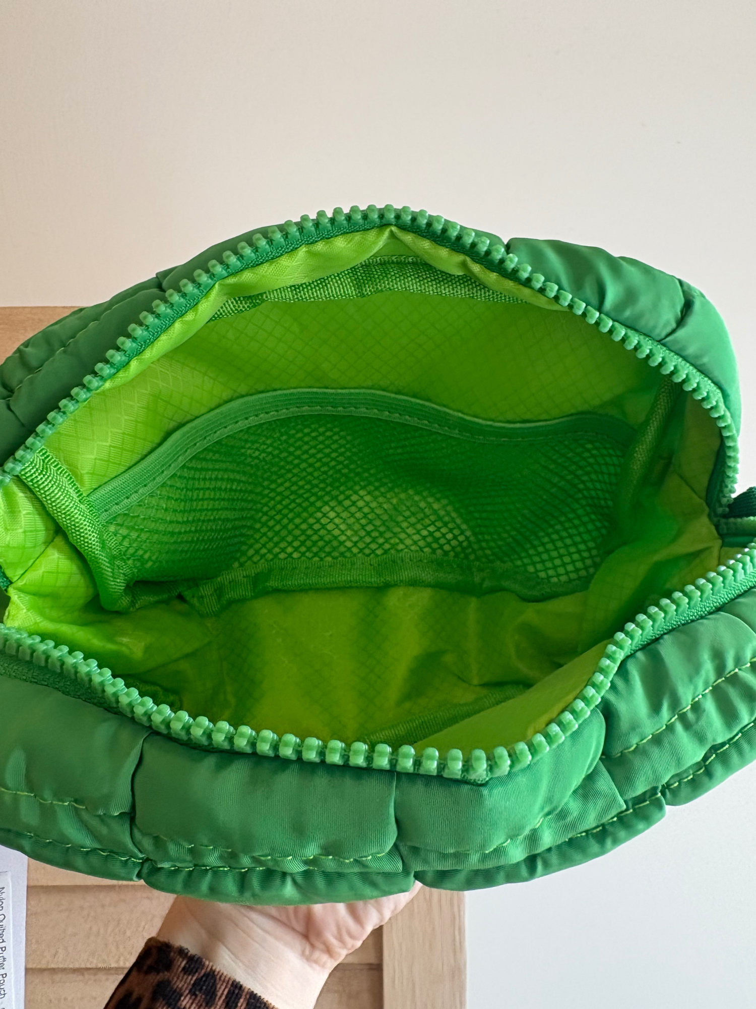 Nylon Quilted Puffer Pouch - Kelly Green - The Collective Rose