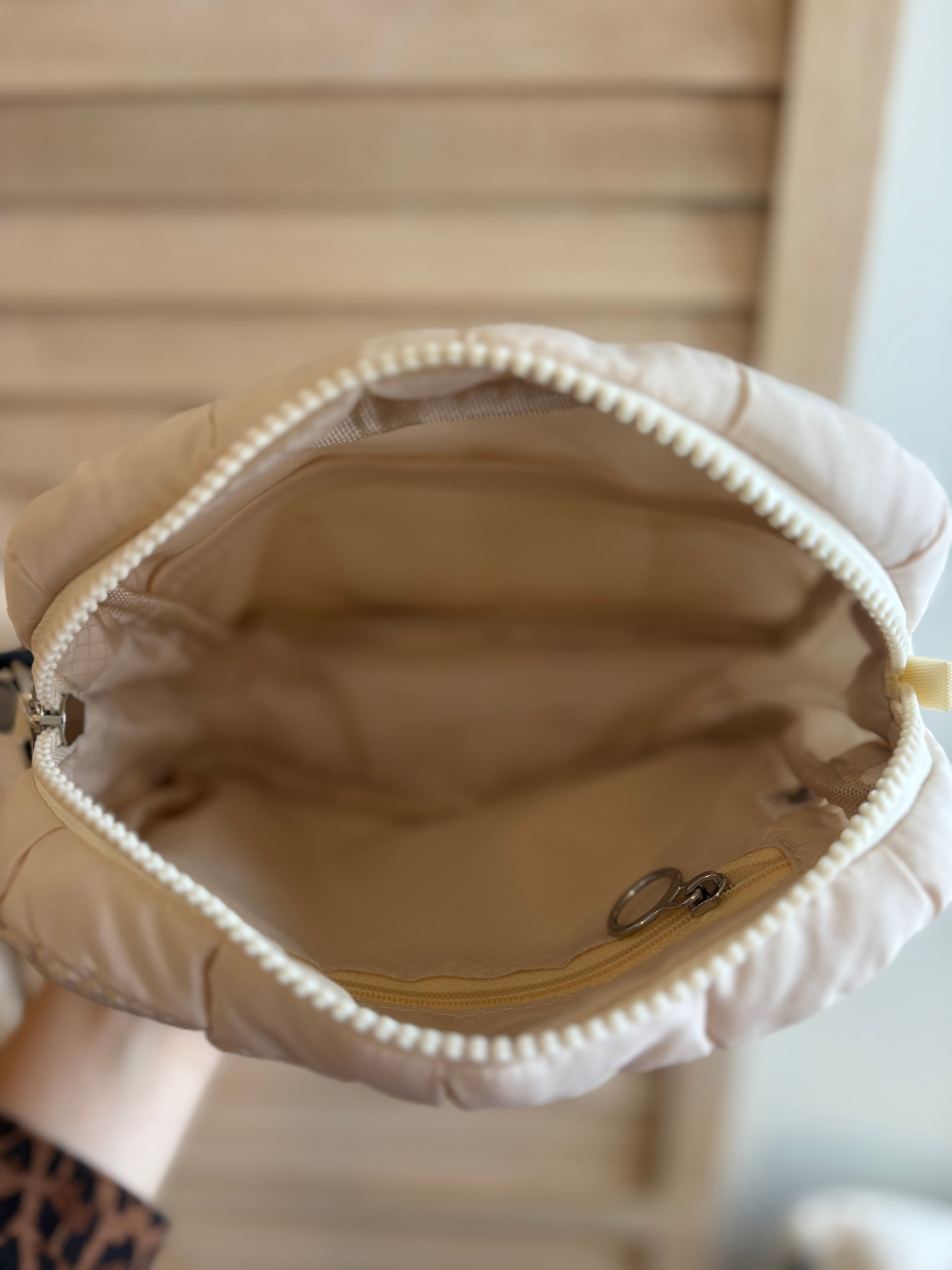 Nylon Quilted Puffer Pouch - Ivory - The Collective Rose