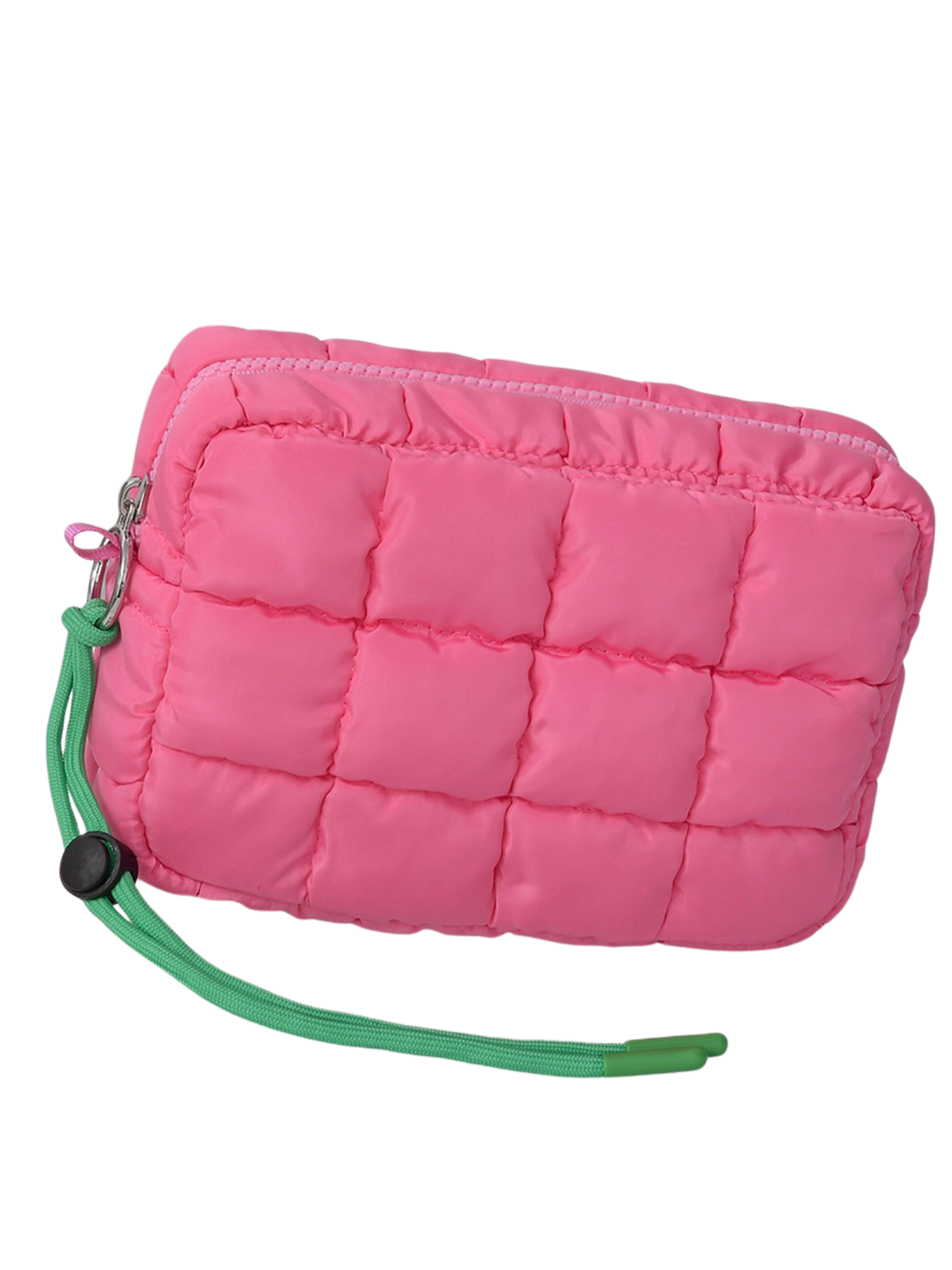Nylon Quilted Puffer Pouch - Bubblegum Pink - The Collective Rose