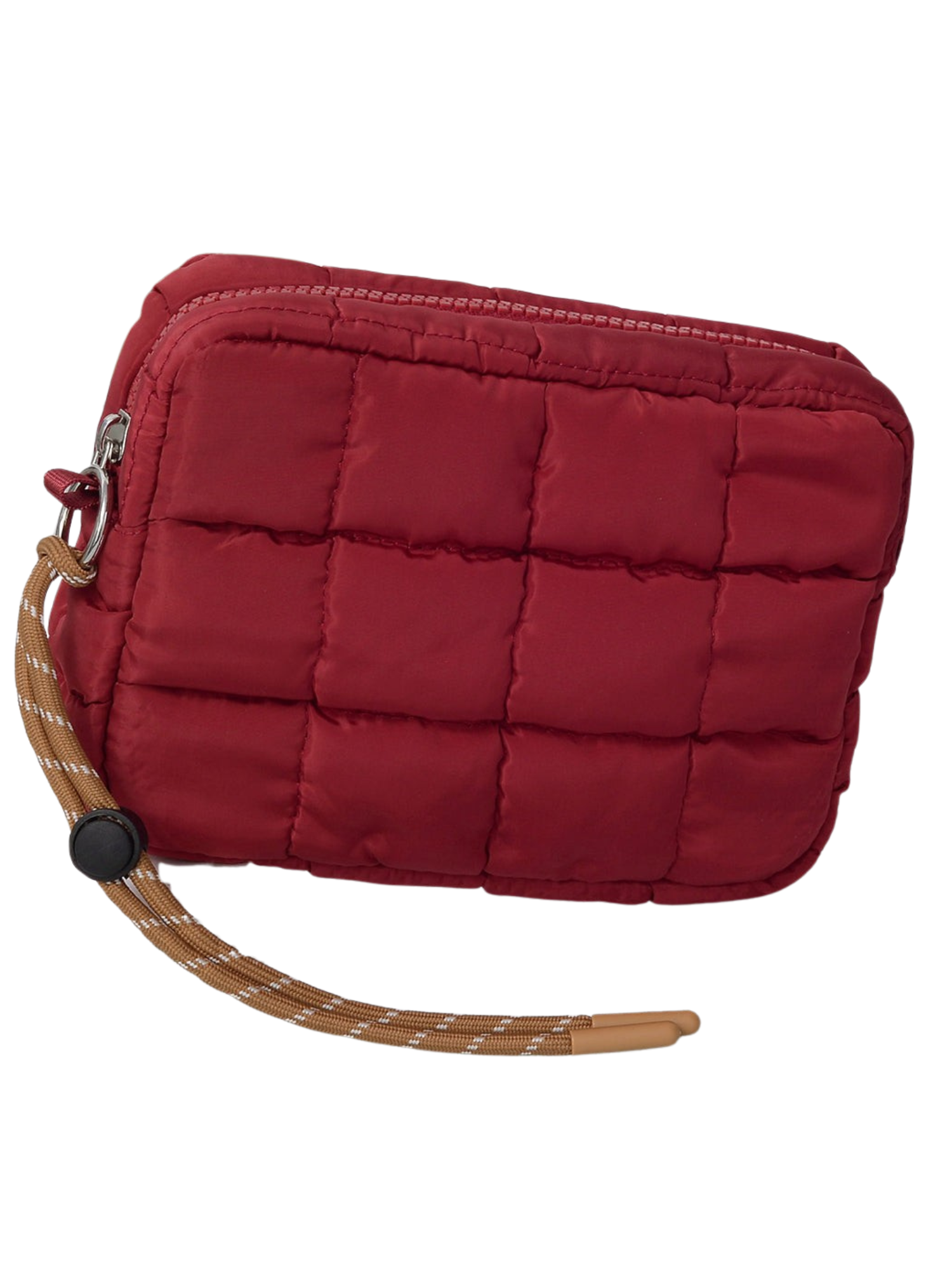 Nylon Quilted Puffer Pouch - Wine - The Collective Rose