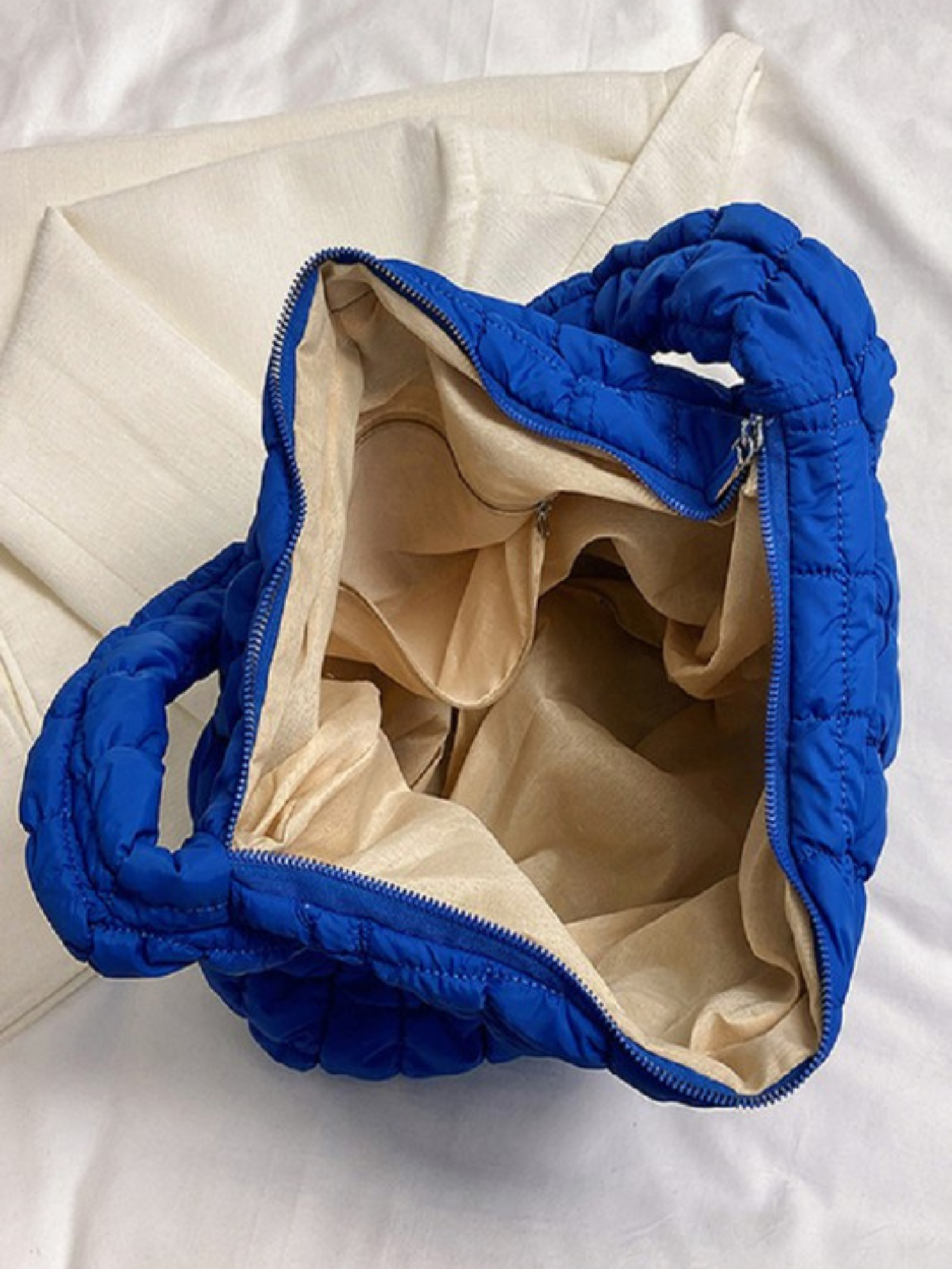 Quilted Puffer Tote - Blue - The Collective Rose