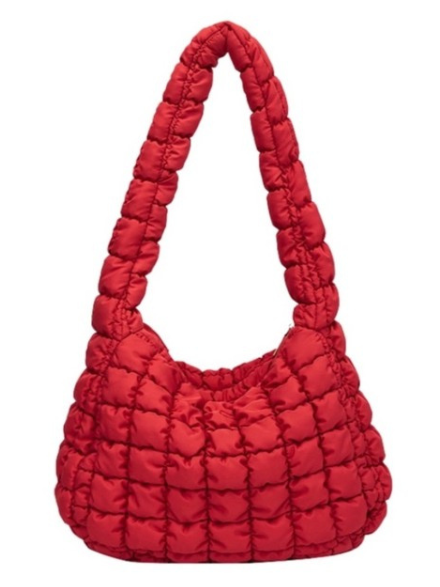 Quilted Puffer Tote - Red - The Collective Rose