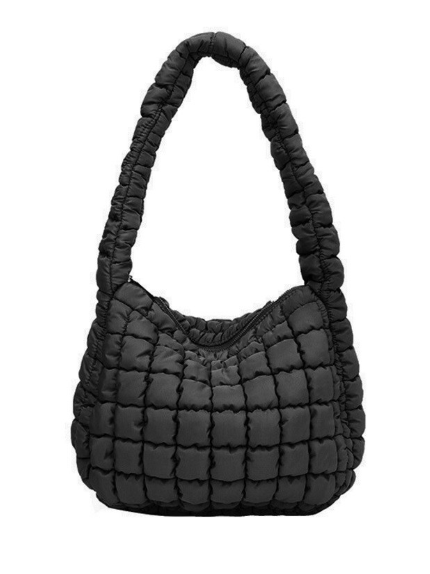 Quilted Puffer Tote - Black - The Collective Rose