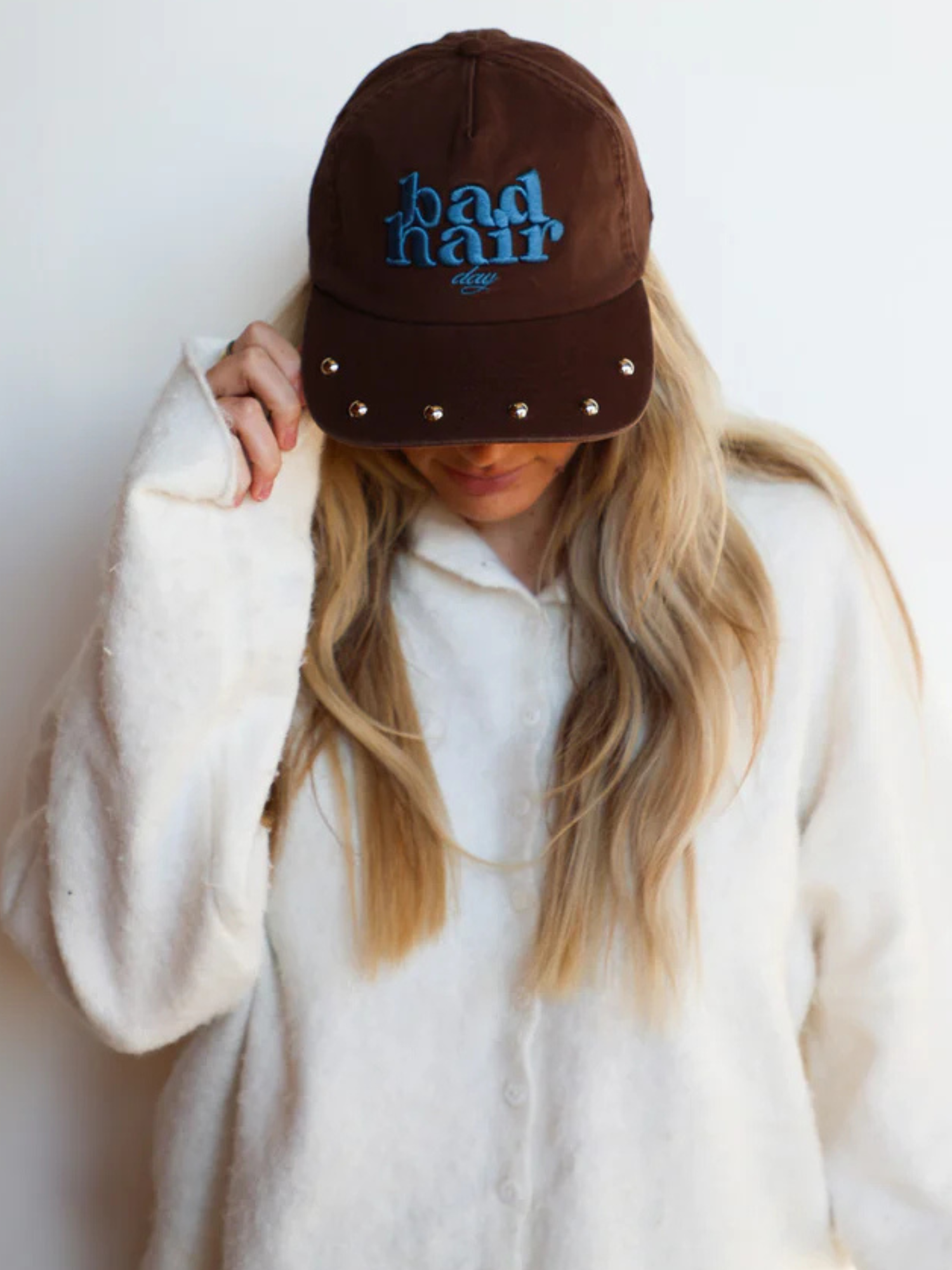 Bad Hair Day Studded Baseball Hat - The Collective Rose