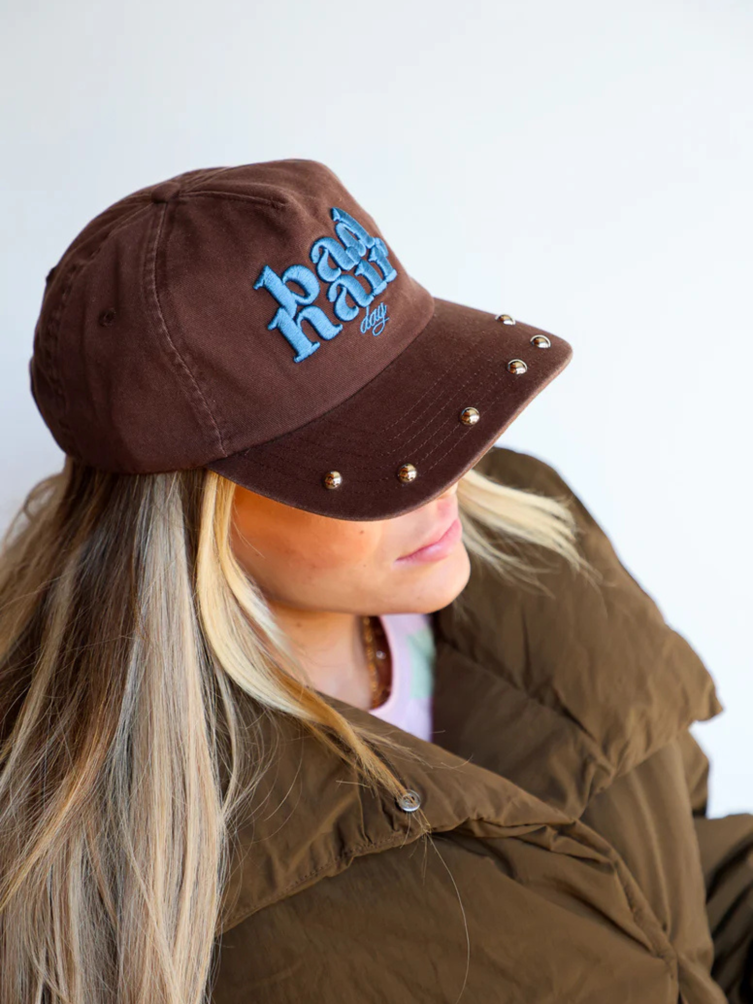 Bad Hair Day Studded Baseball Hat - The Collective Rose