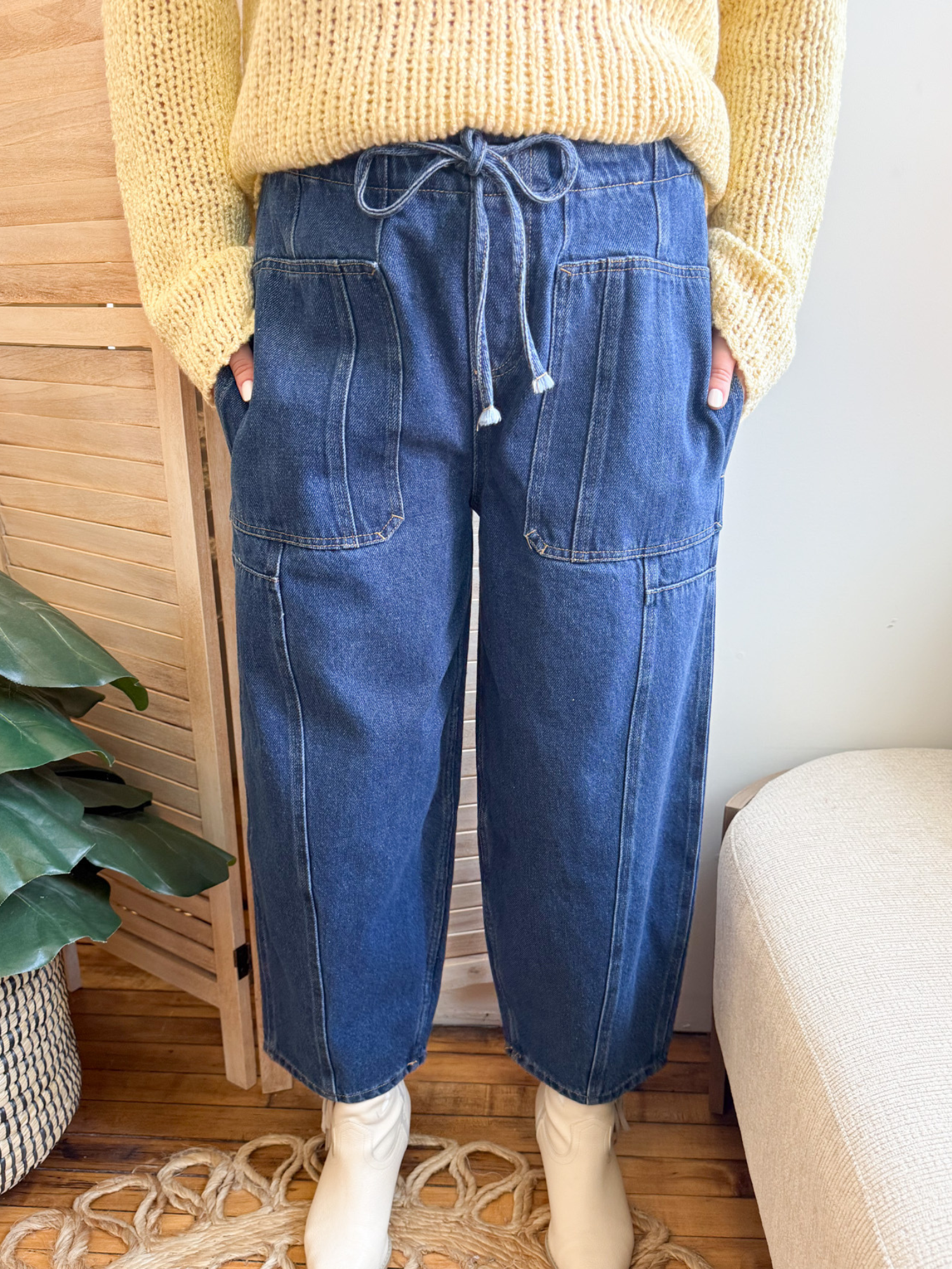 Wide Leg Relaxed Barrel Jeans - The Collective Rose