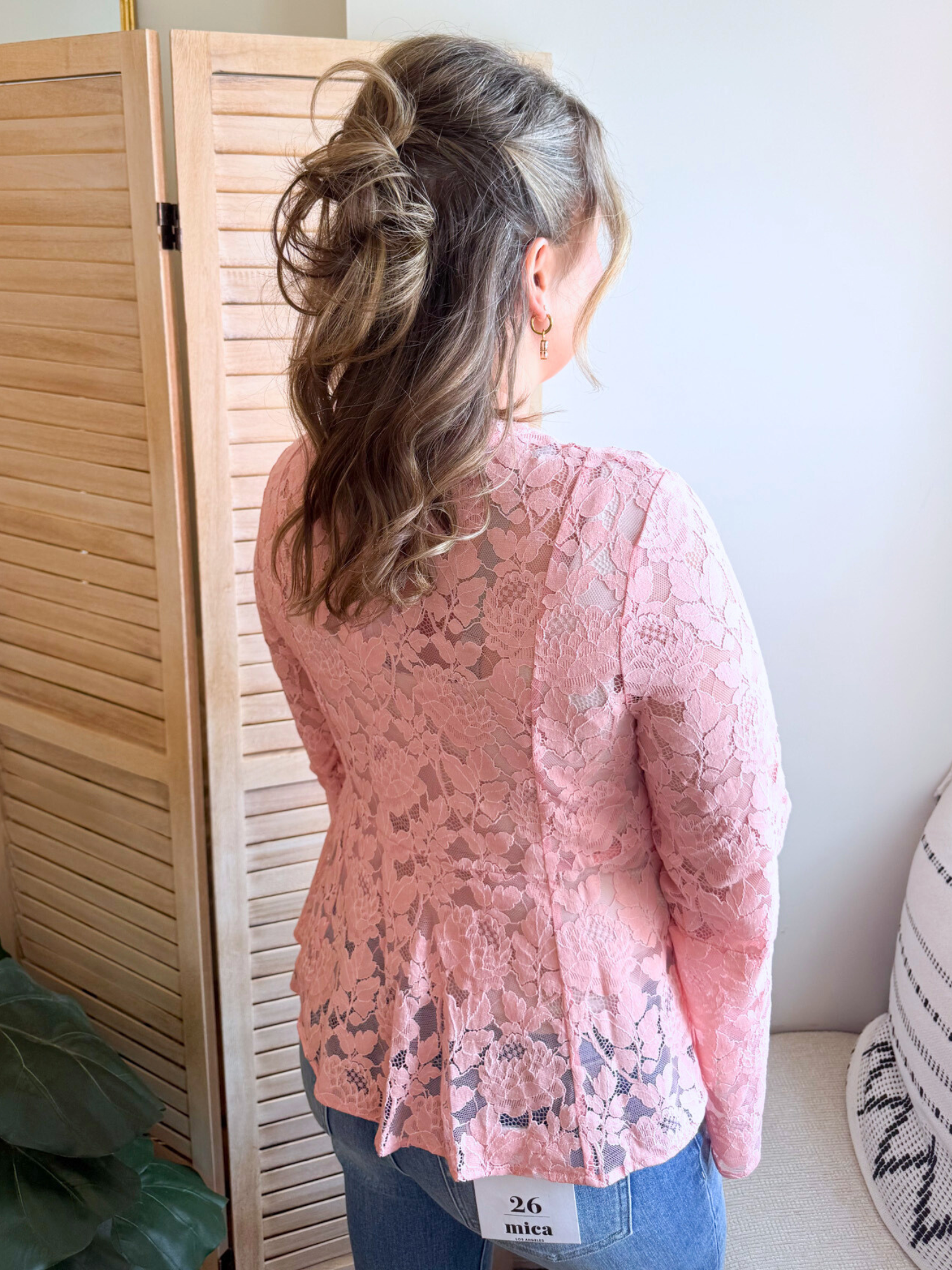 Shelbie Floral Lace Blouse - Pink - The Collective Rose