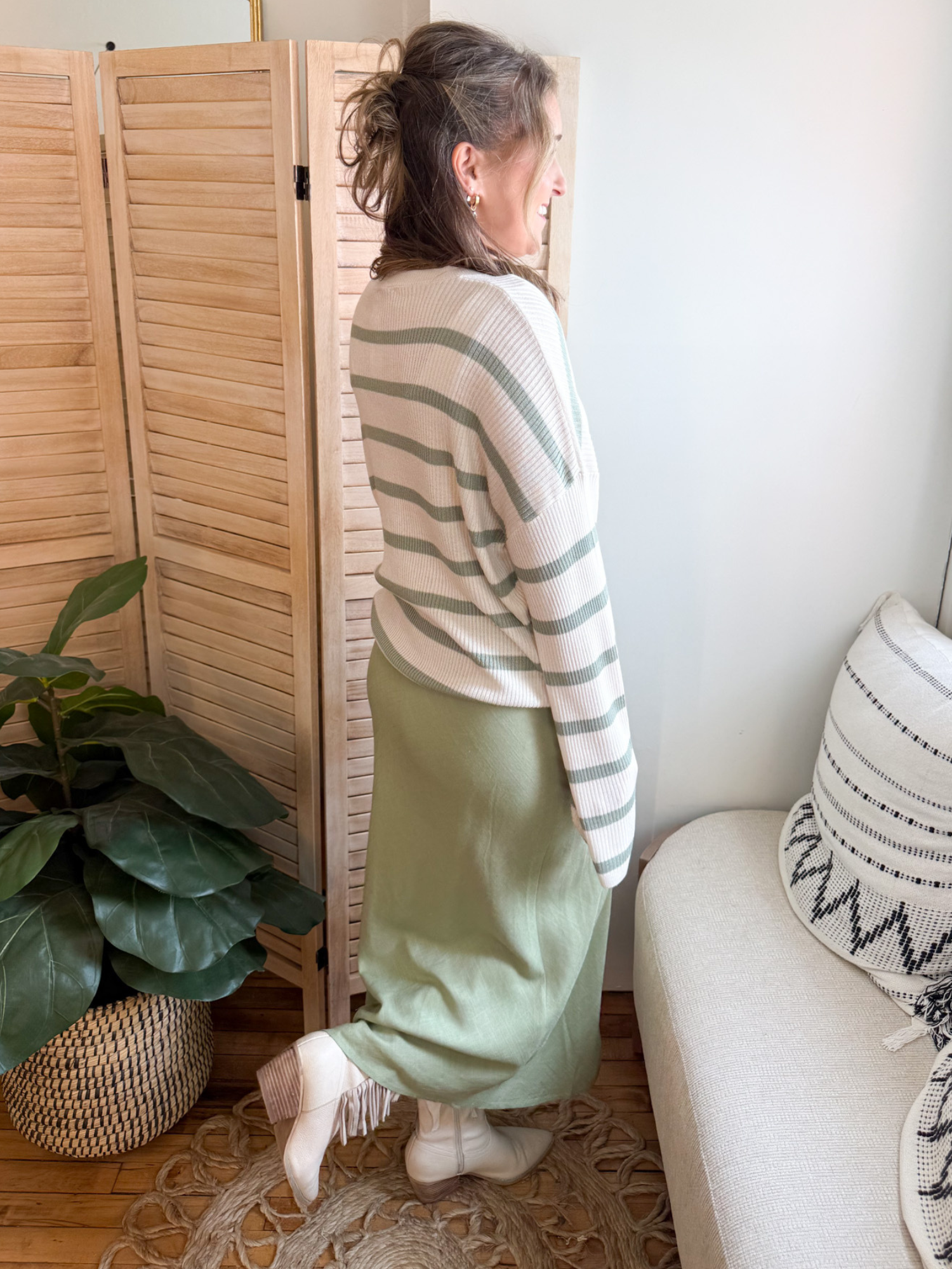 Elsie Lightweight Striped Sweater - The Collective Rose