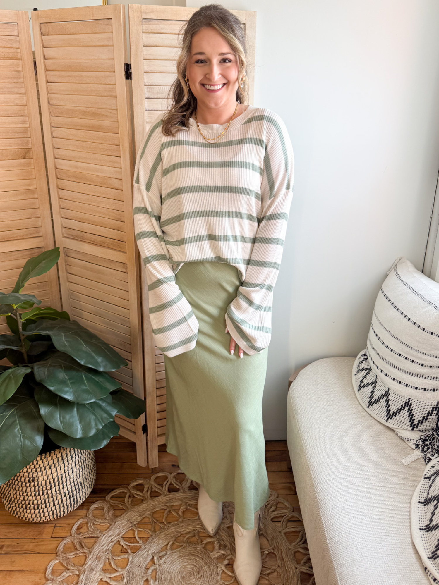 Elsie Lightweight Striped Sweater - The Collective Rose
