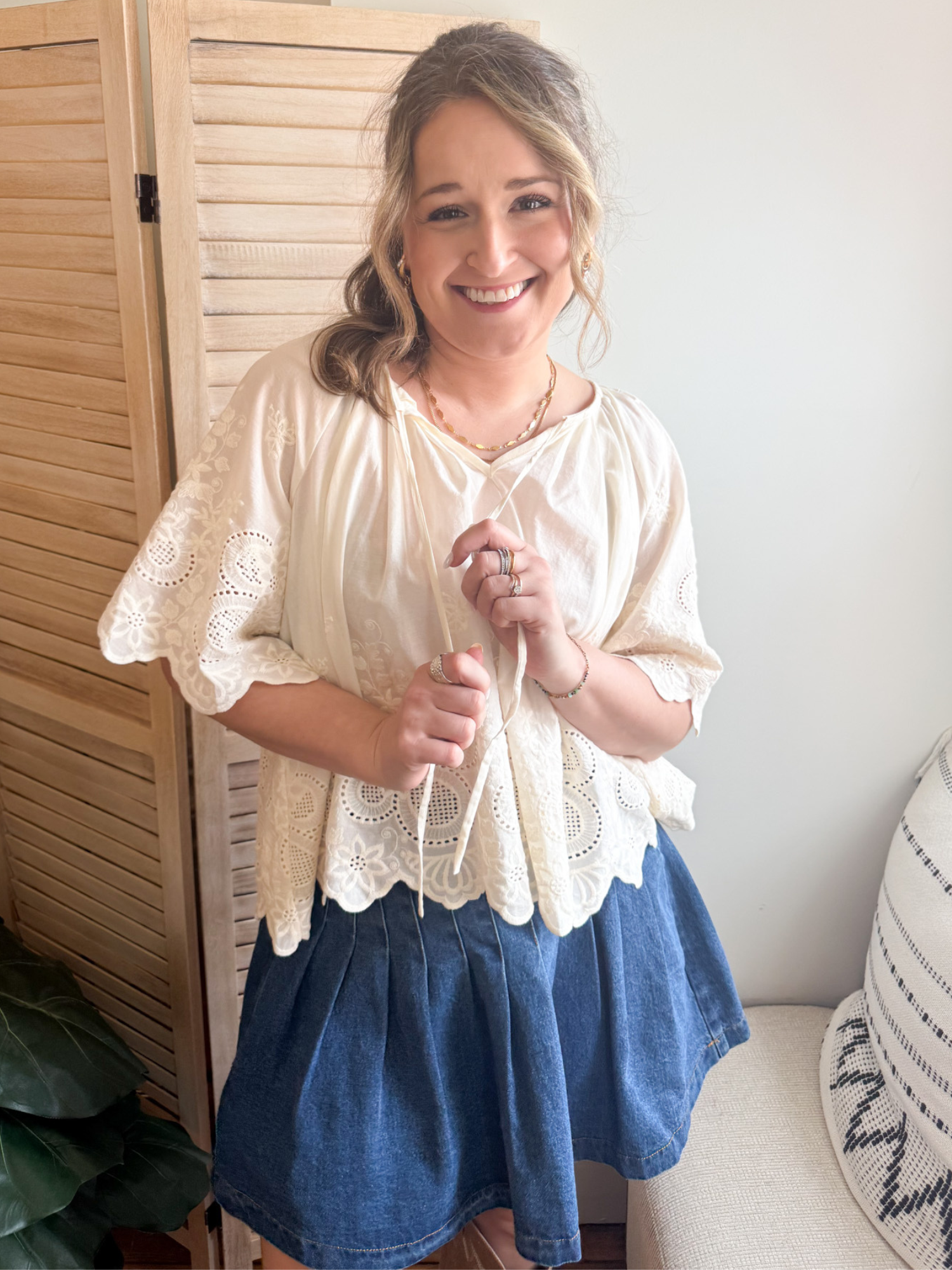 Allie Pleated Denim Mini Skirt - The Collective Rose