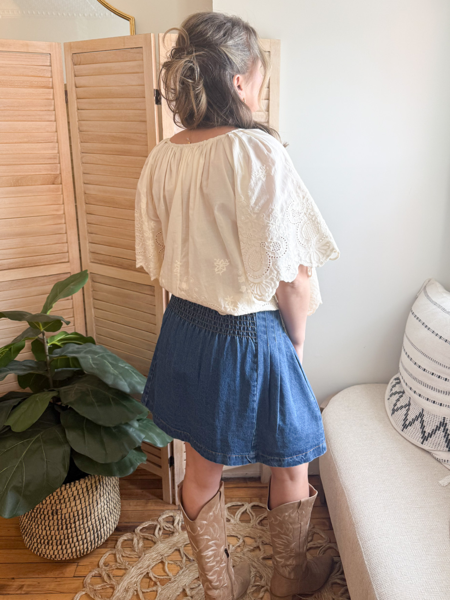 Allie Pleated Denim Mini Skirt - The Collective Rose