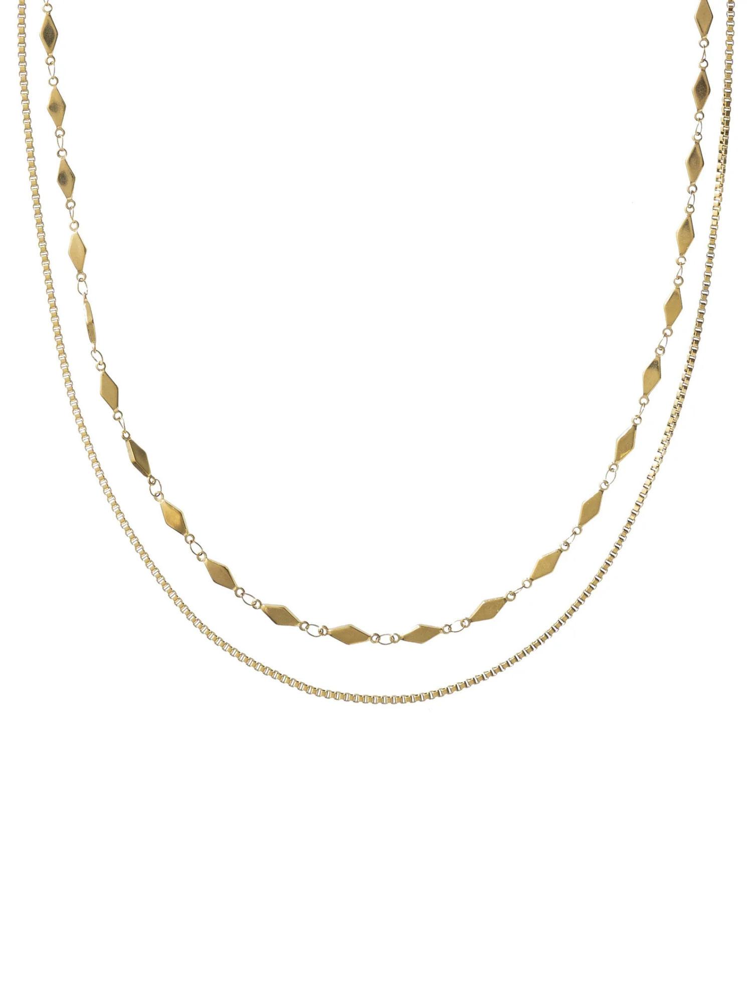 Waterproof Gold Box Chain Layered Necklace - The Collective Rose