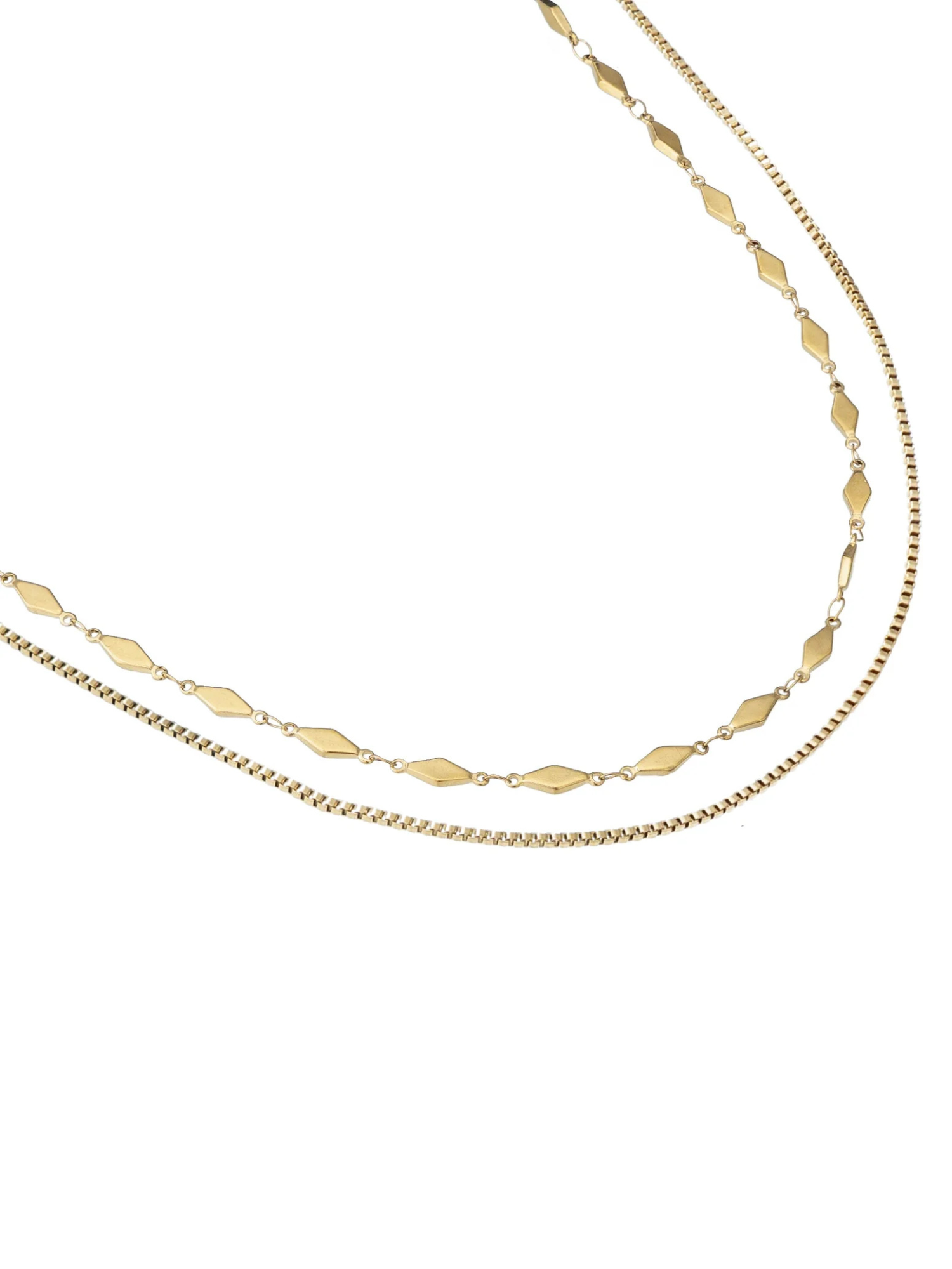 Waterproof Gold Box Chain Layered Necklace - The Collective Rose