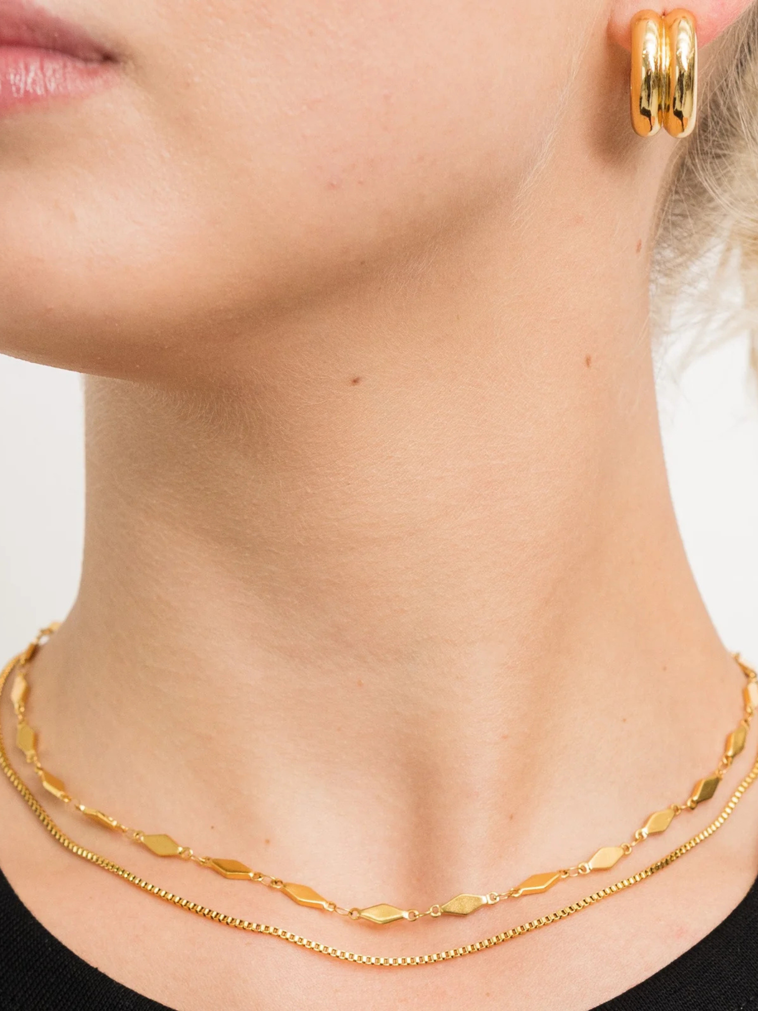 Waterproof Gold Box Chain Layered Necklace - The Collective Rose