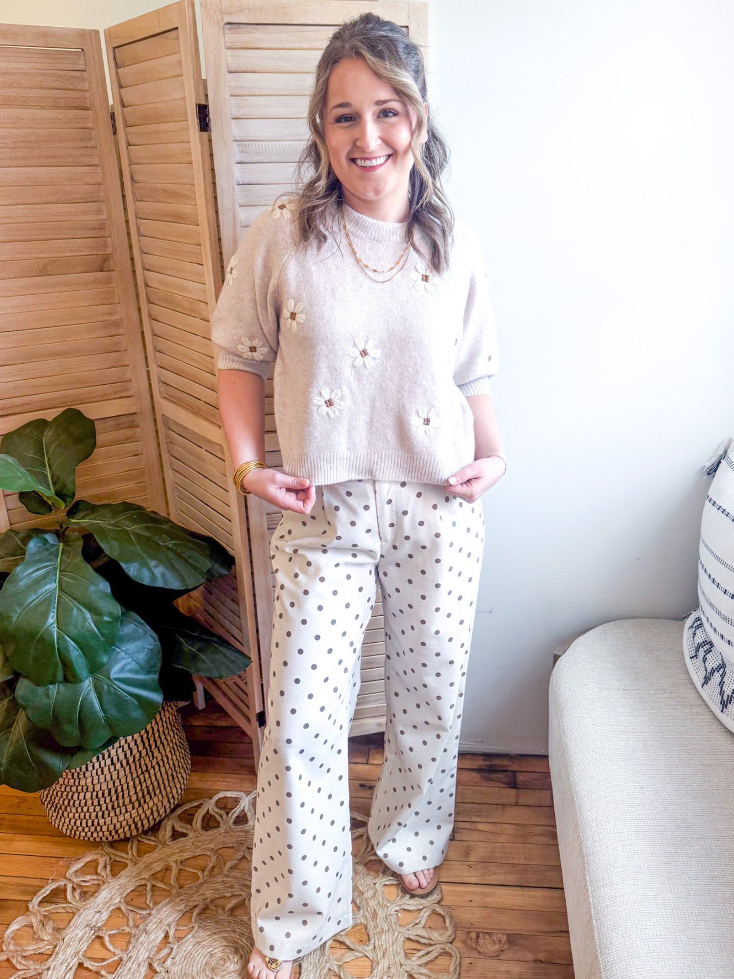 Ayla High Rise Polka Dot Pants - The Collective Rose