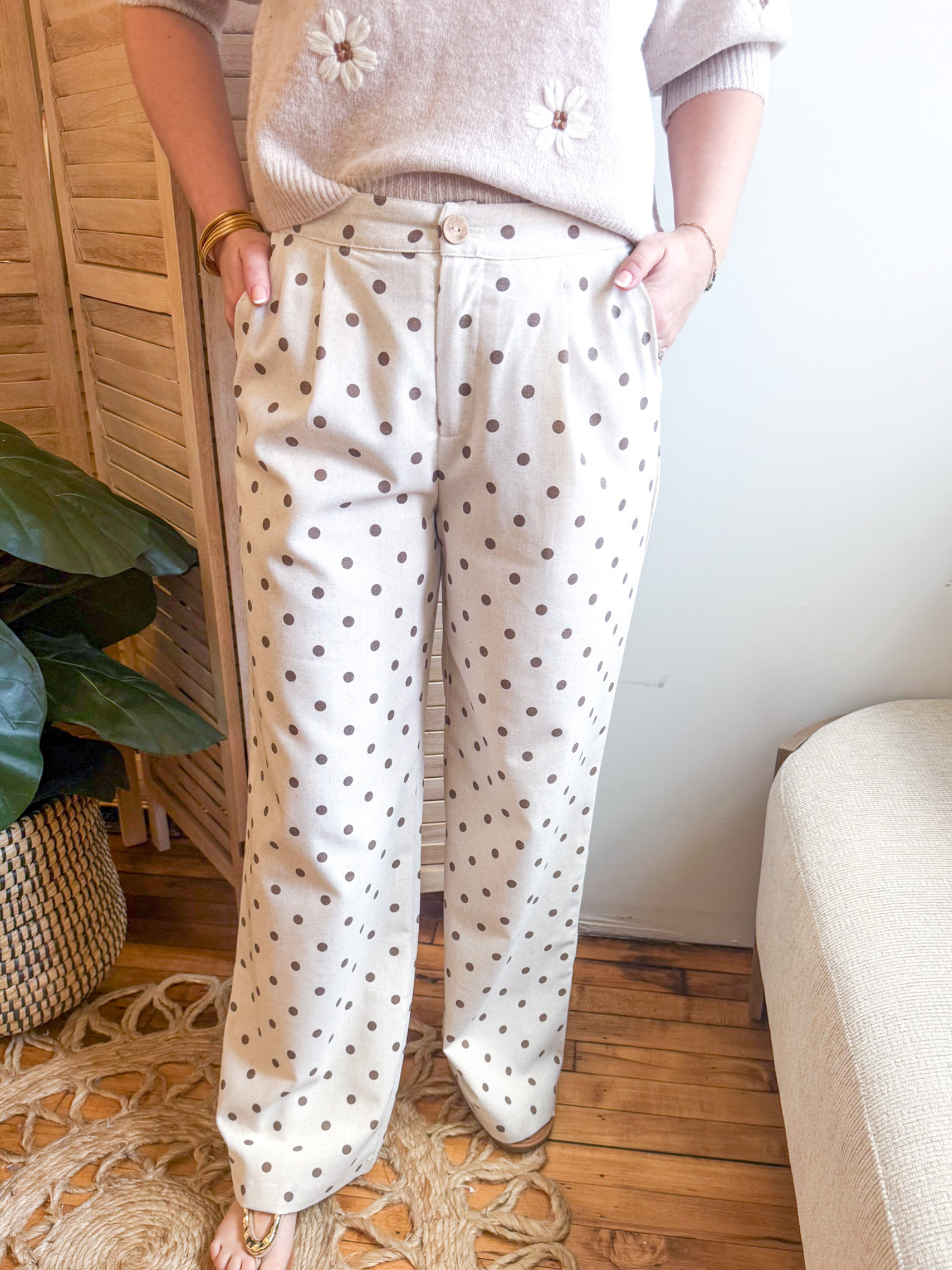 Ayla High Rise Polka Dot Pants - The Collective Rose