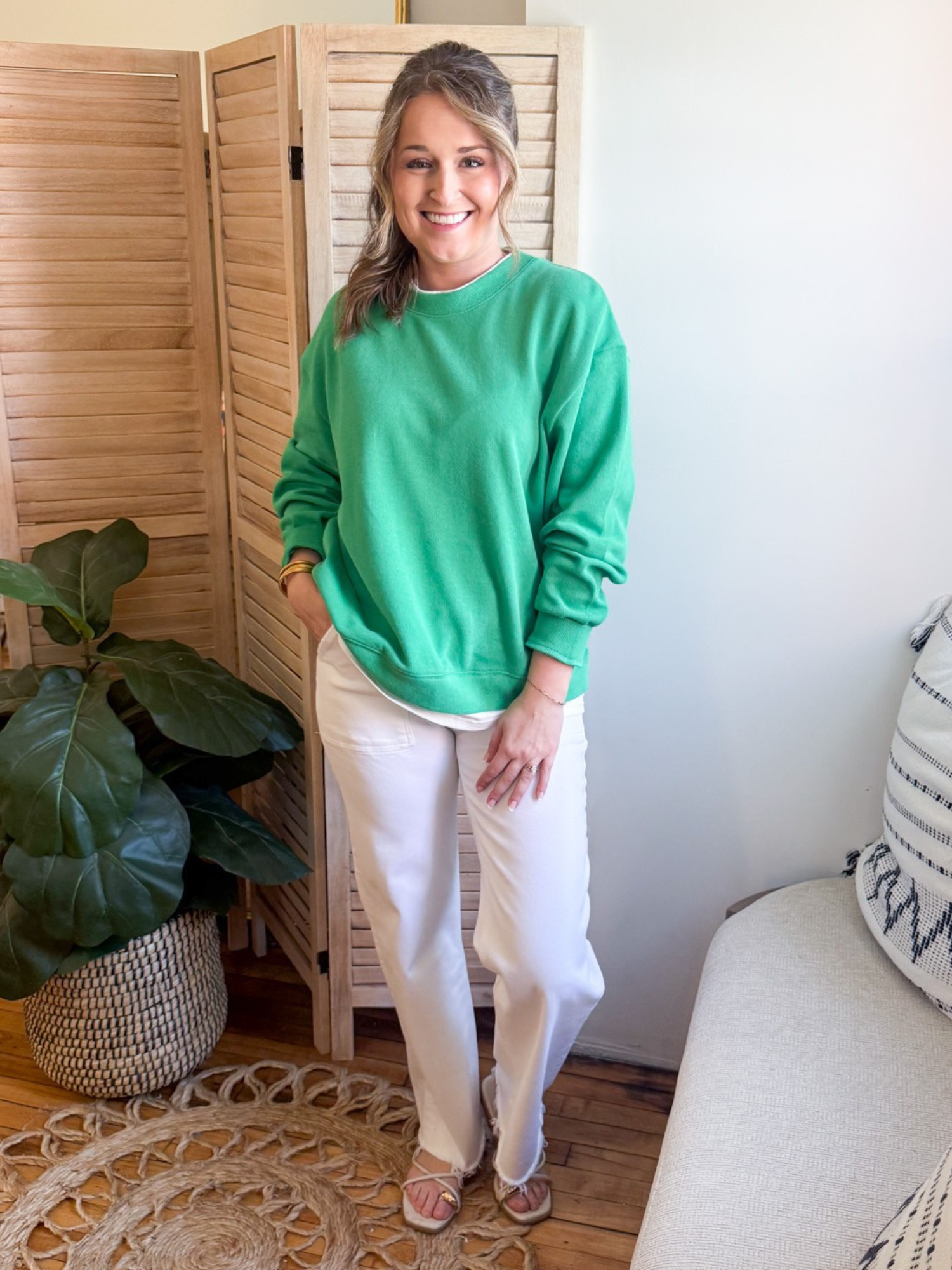 Always On Layered Pullover - Varsity Green - The Collective Rose