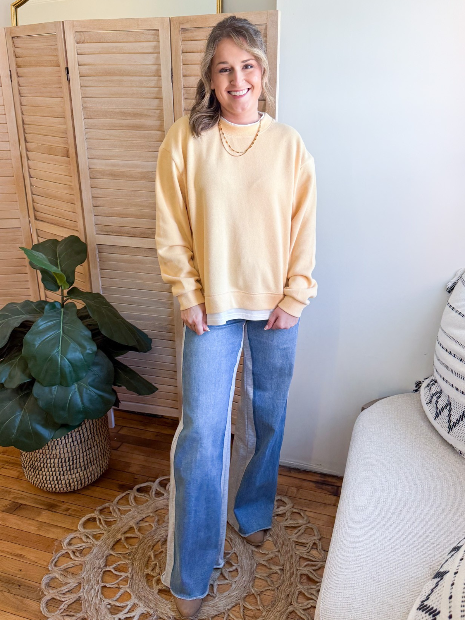 High Rise Wide Leg Panel Jeans - The Collective Rose