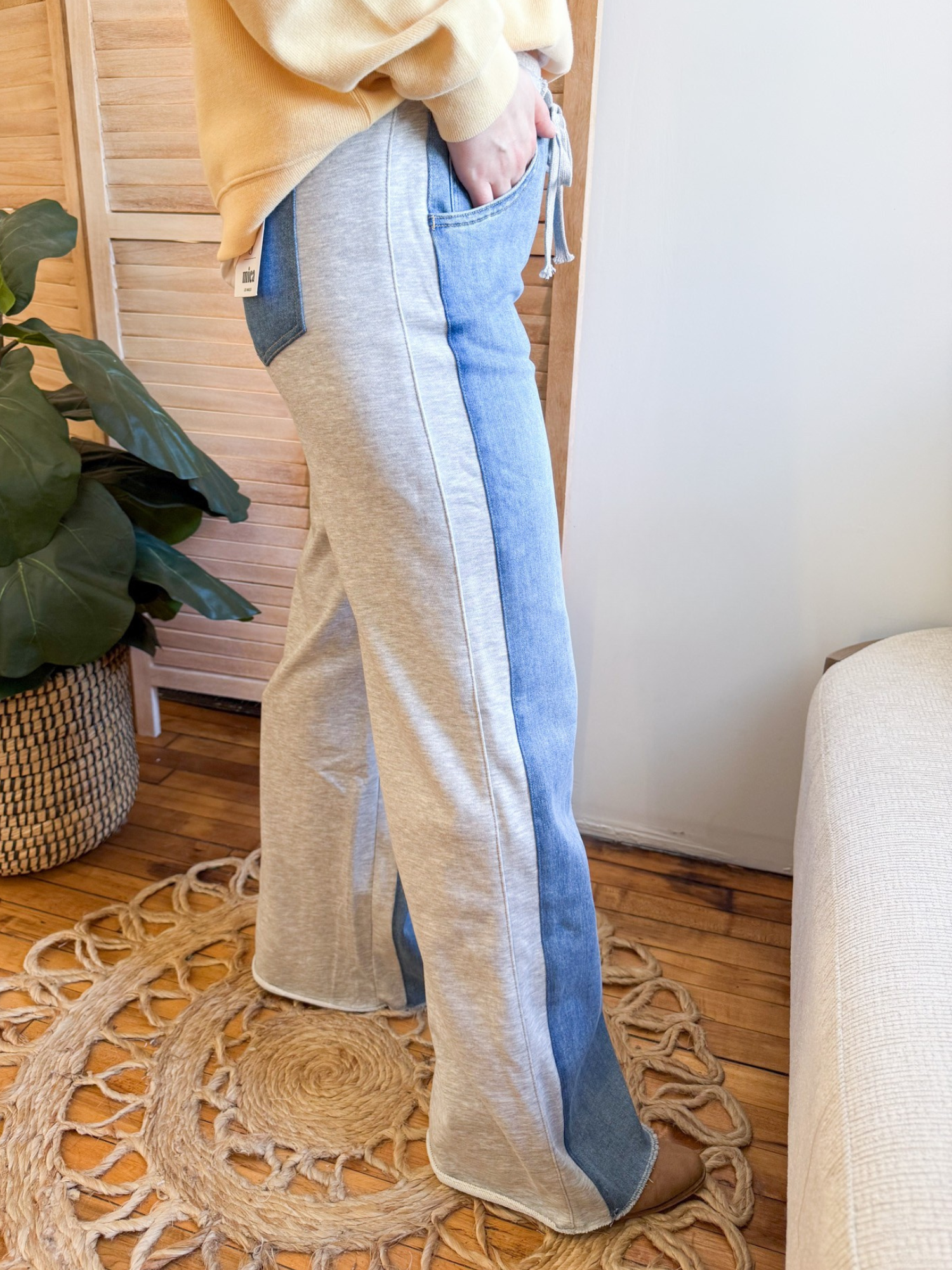 High Rise Wide Leg Panel Jeans - The Collective Rose