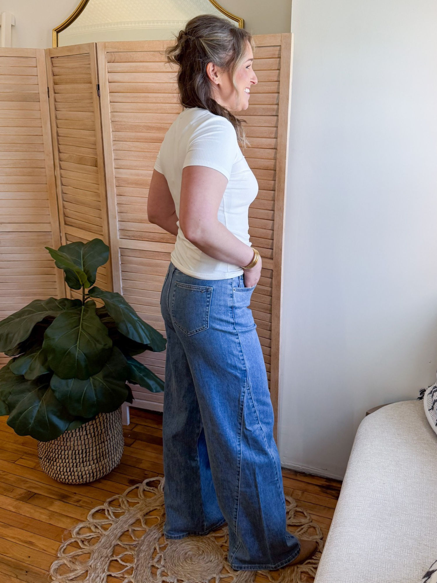 High Rise Wide Leg Seamed Jeans - The Collective Rose