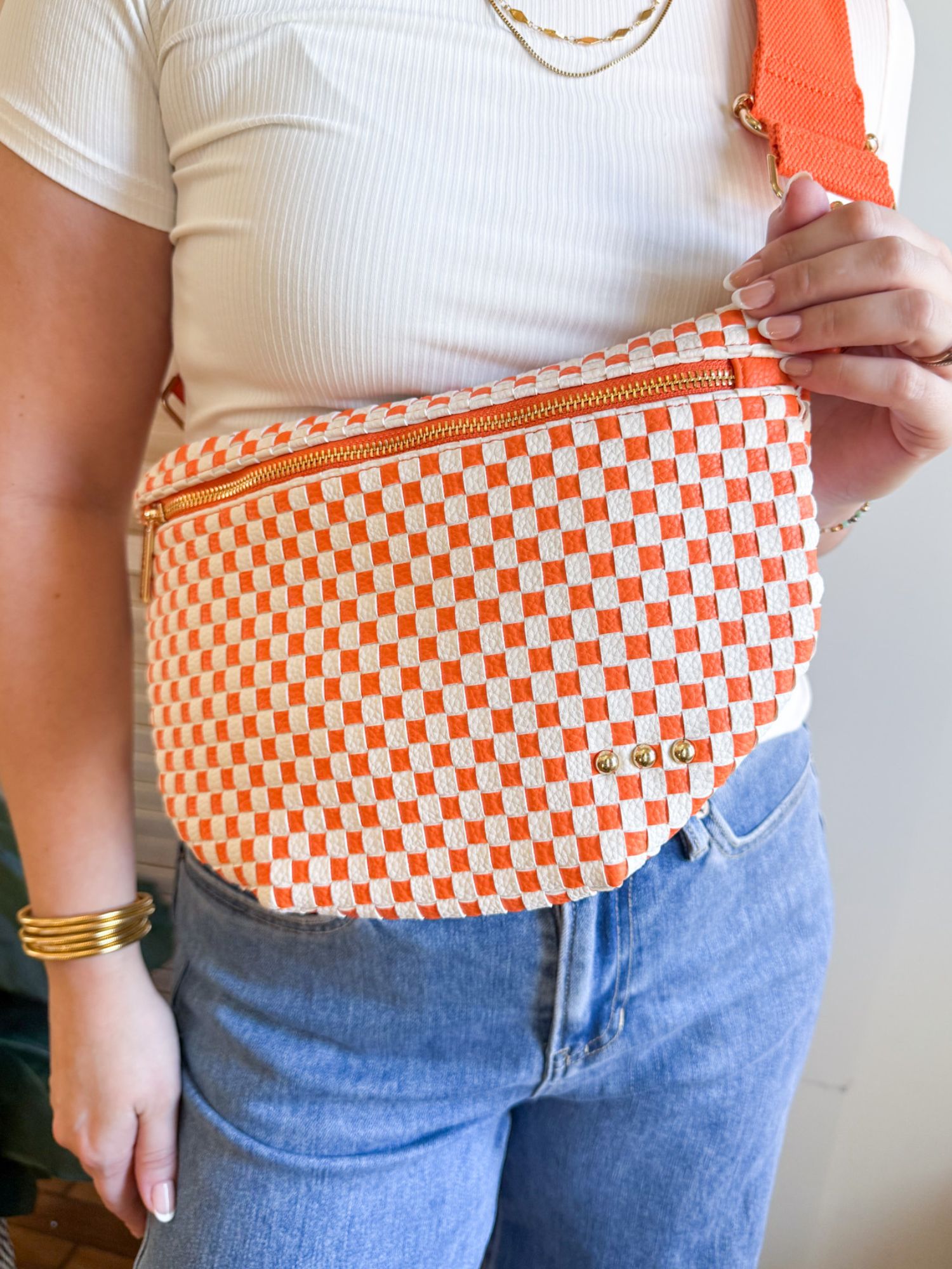 Westlyn Woven Bum Bag - Orange - The Collective Rose
