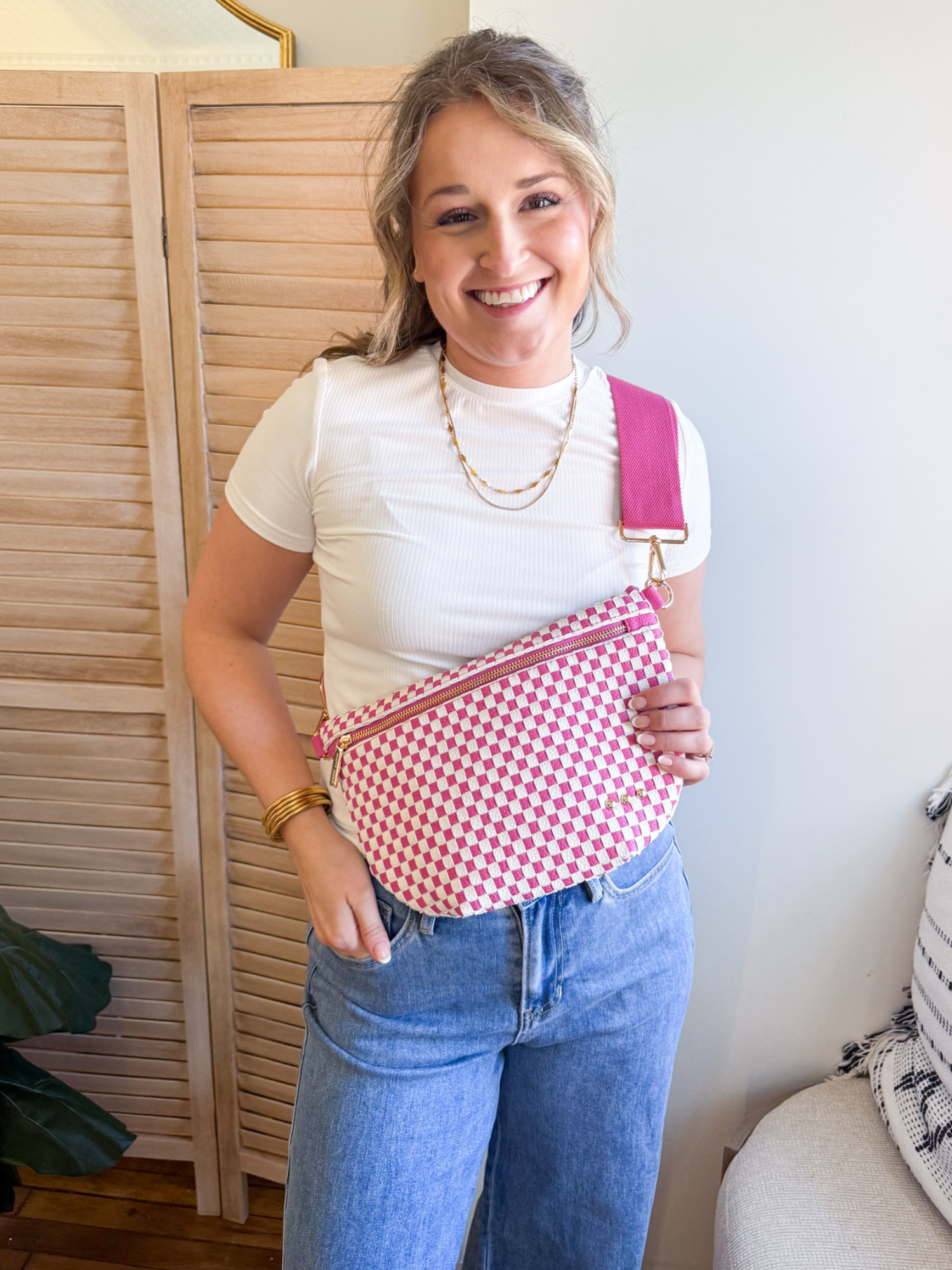 Westlyn Woven Bum Bag - Pink - The Collective Rose