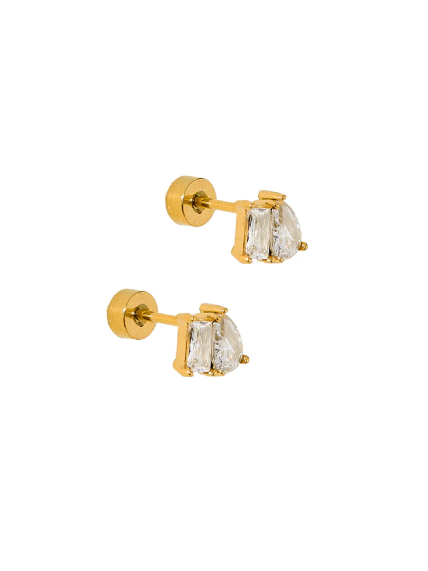 Maren Two Stone Screwback Stud Earrings - The Collective Rose
