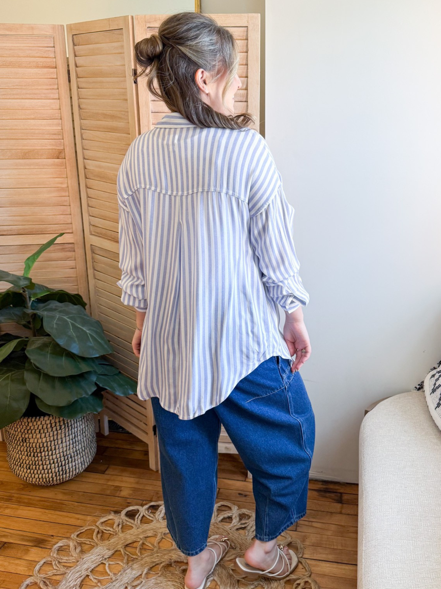 Chase Relaxed Striped Button Up - The Collective Rose