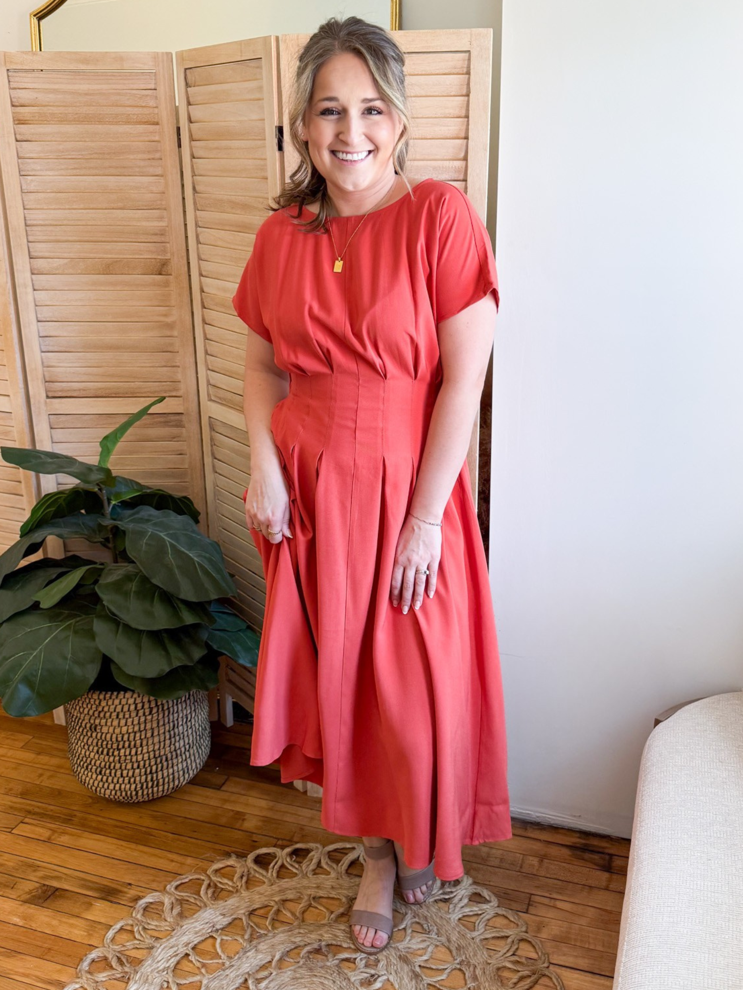 Solange Pleated Waist Maxi Dress - The Collective Rose