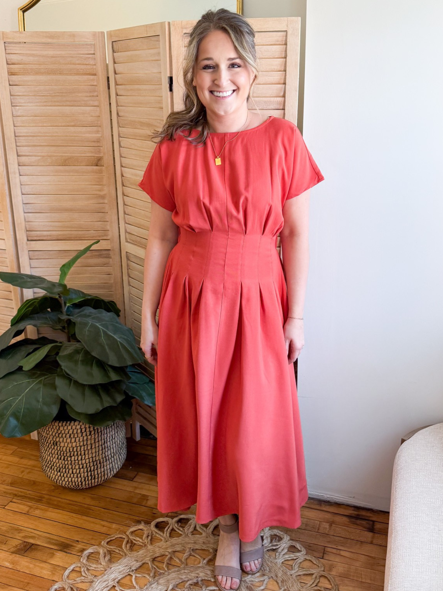 Solange Pleated Waist Maxi Dress - The Collective Rose